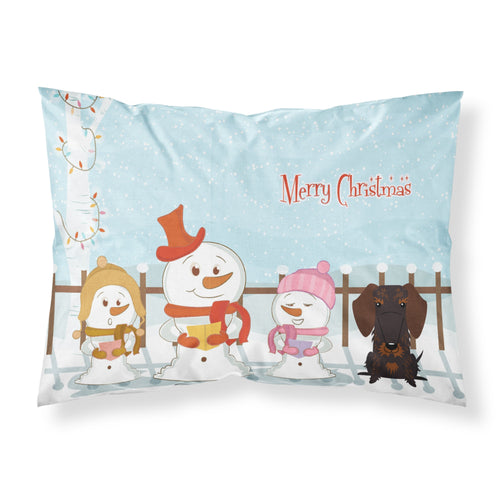 'Caroline'S Treasures Merry Christmas Carolers Wire Haired Dachshund Chocolate Fabric Standard Pillowcase Bb2460Pillowcase, Mul