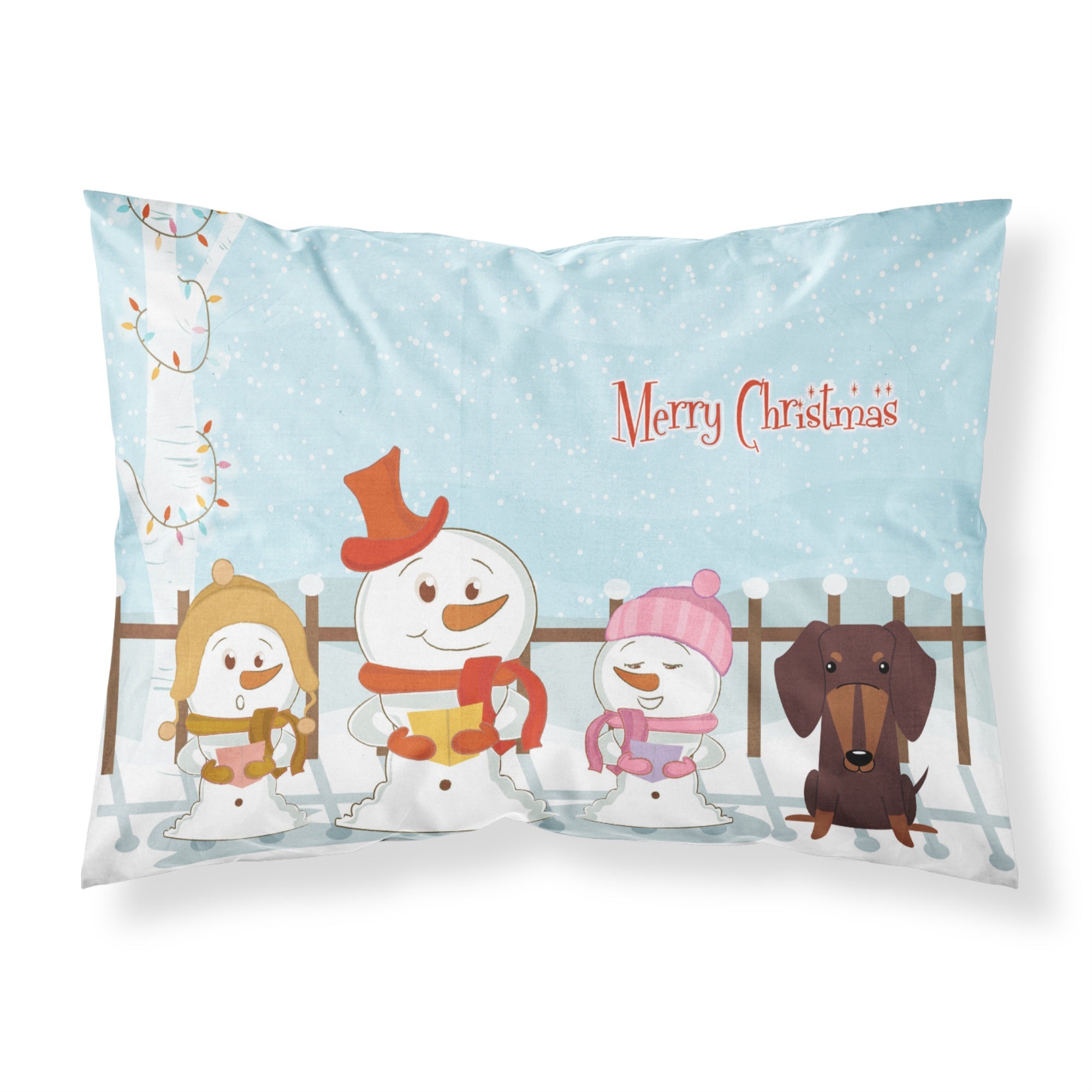 'Caroline'S Treasures Merry Christmas Carolers Dachshund Chocolate Fabric Standard Pillowcase Bb2462Pillowcase, Multicolor'