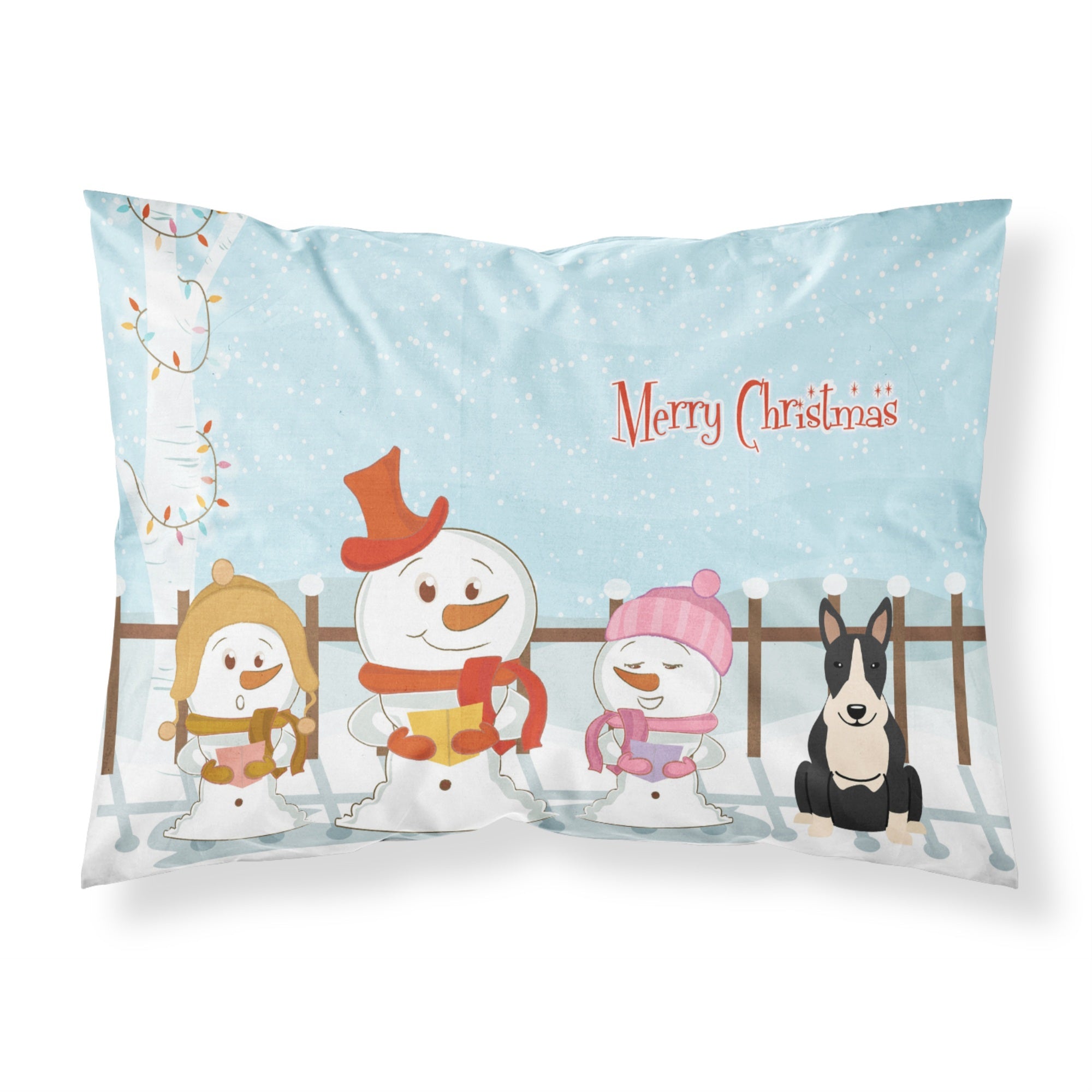 'Caroline'S Treasures Merry Christmas Carolers Bull Terrier Black White Fabric Standard Pillowcase Bb2464Pillowcase, Multicolor