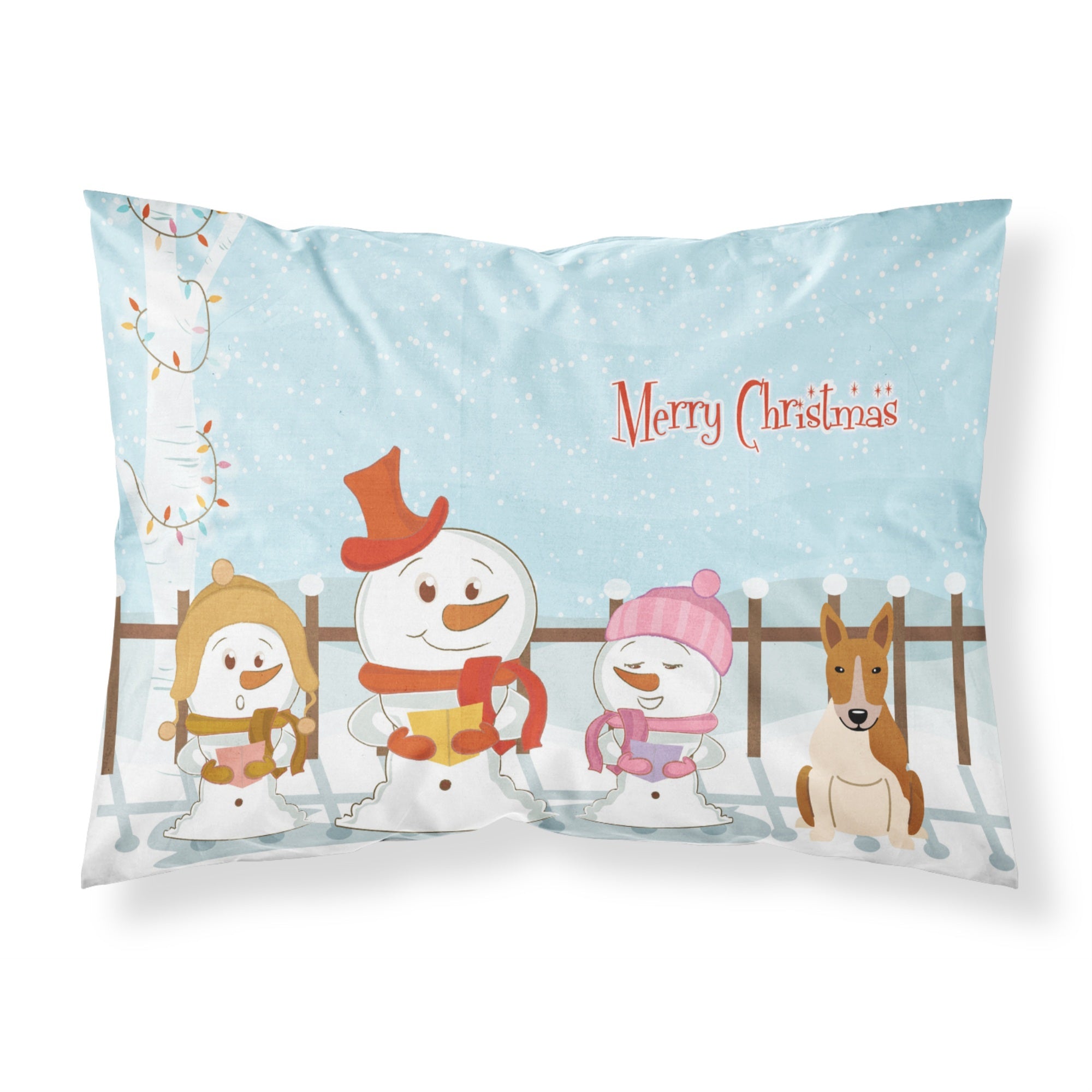 'Caroline'S Treasures Merry Christmas Carolers Bull Terrier Red White Fabric Standard Pillowcase Bb2466Pillowcase, Multicolor'