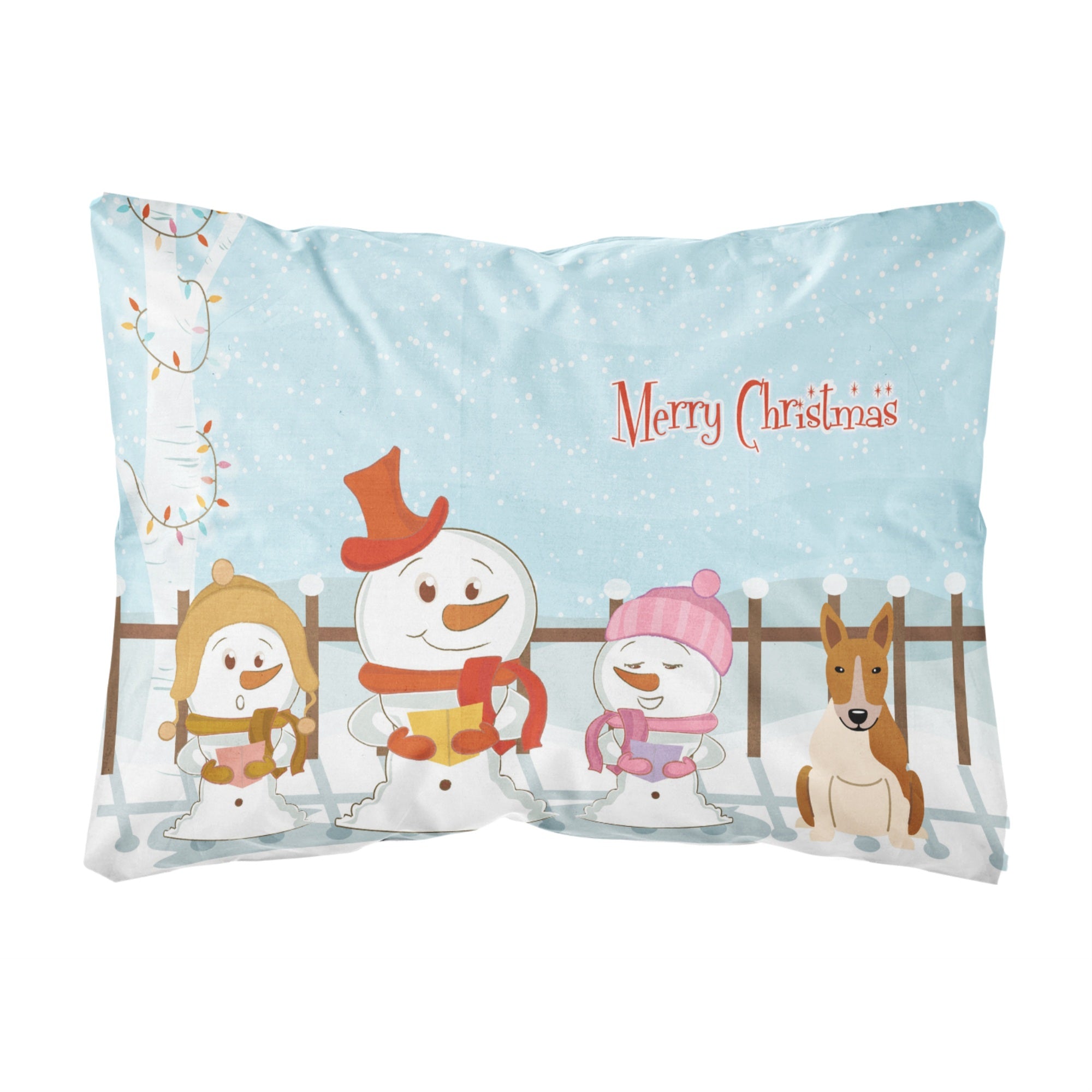 'Caroline'S Treasures Bb2466Pw1216 Merry Christmas Carolers Bull Terrier Red White Canvas Fabric Decorative Pillow, 12'' H X