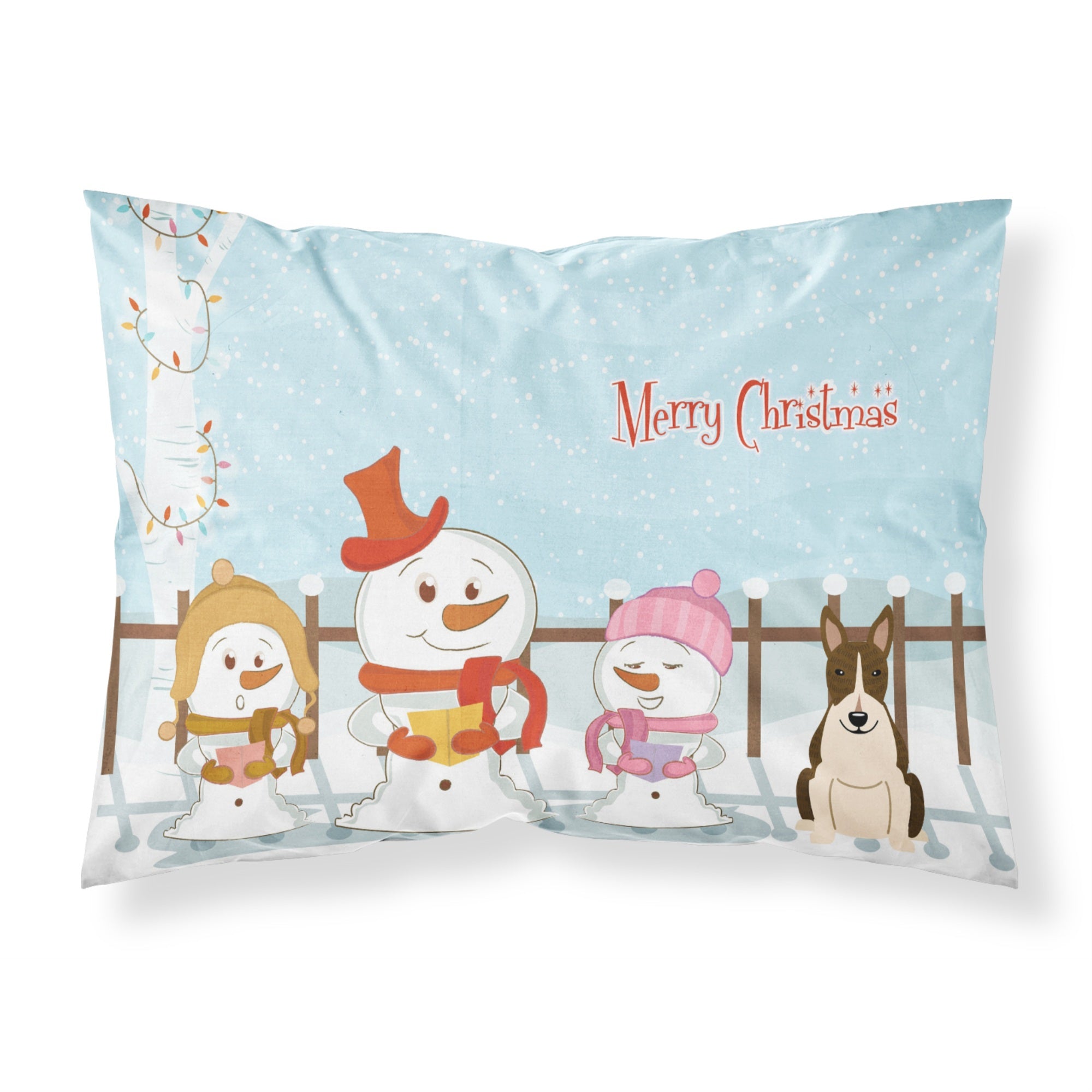 Caroline'S Treasures Christmas Carolers Merry Bull Terrier Dark Brindle Fabric Standard Pillowcase Bb2467Pillowcase