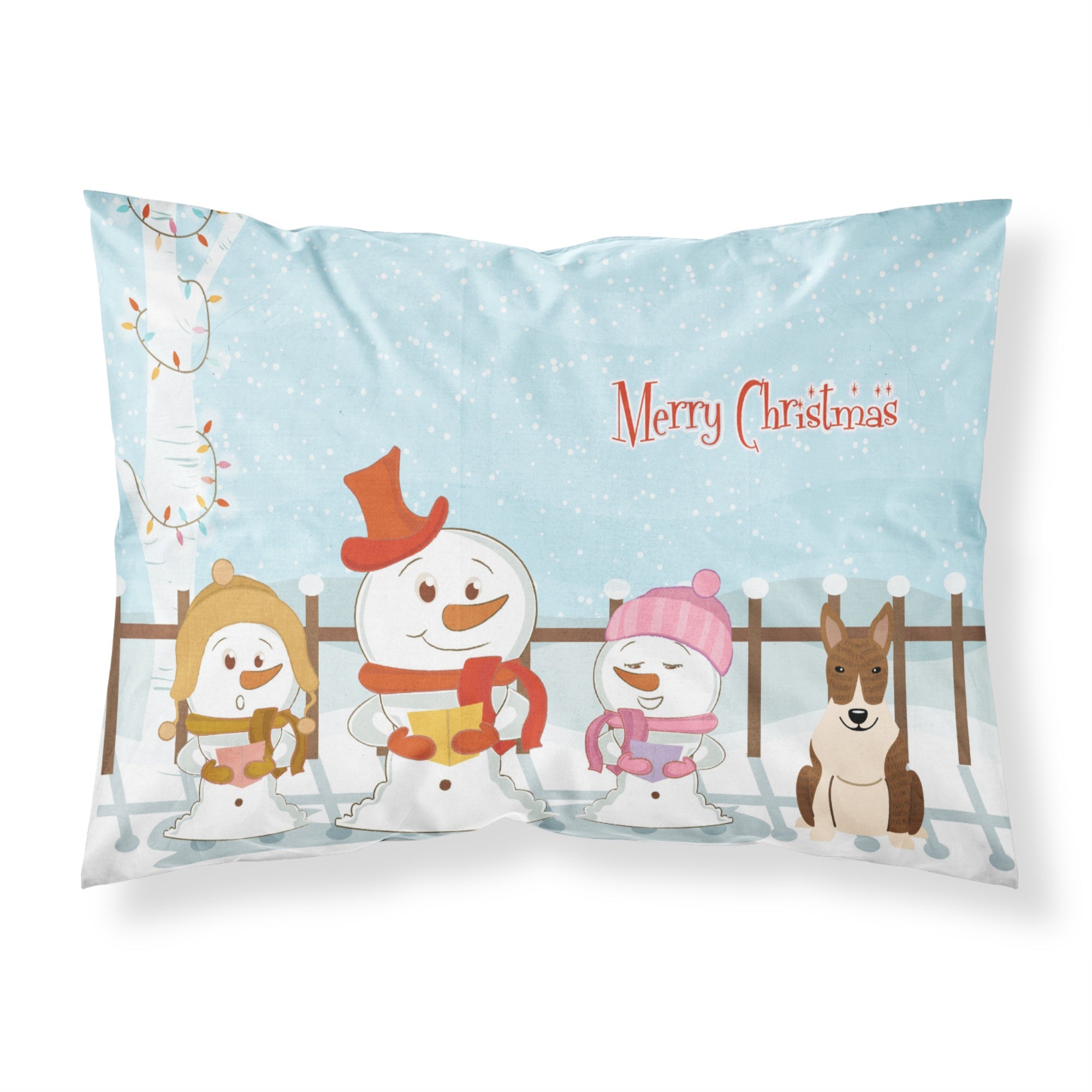 'Caroline'S Treasures Merry Christmas Carolers Bull Terrier Brindle Fabric Standard Pillowcase Bb2468Pillowcase, Multicolor'