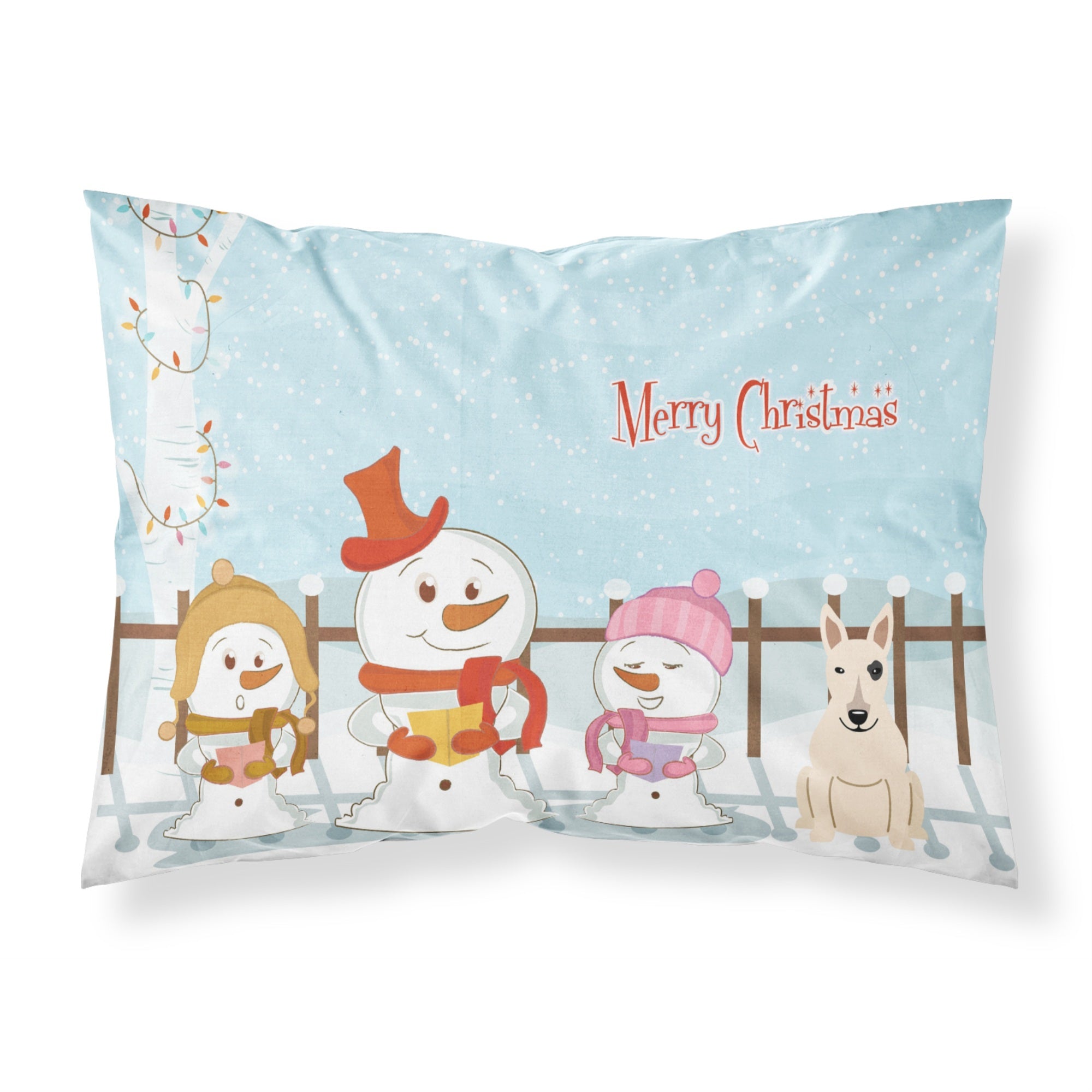 Caroline'S Treasures Christmas Carolers Merry Bull Terrier White Fabric Standard Pillowcase Bb2469Pillowcase