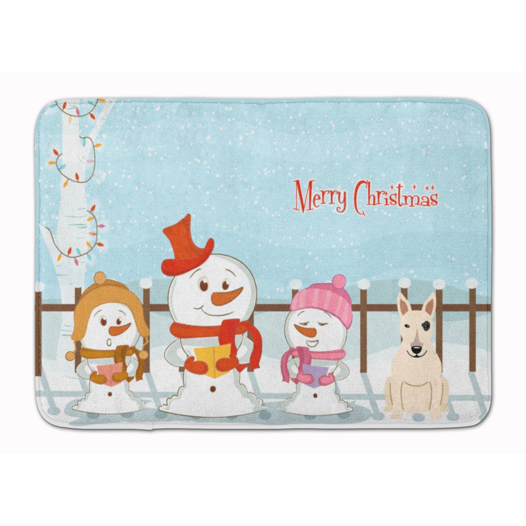 Carolines Treasures Christmas Carolers Bull Terrier White Floor Mat, 19 x 27, Multicolor
