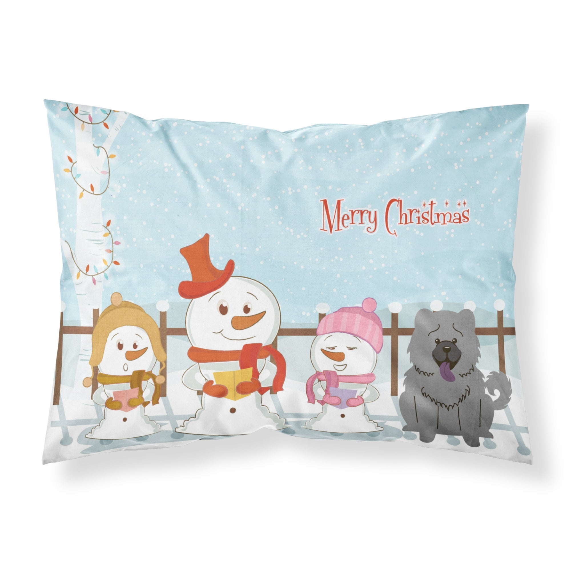 'Caroline'S Treasures Merry Christmas Carolers Chow Blue Fabric Standard Pillowcase Bb2470Pillowcase, Multicolor'