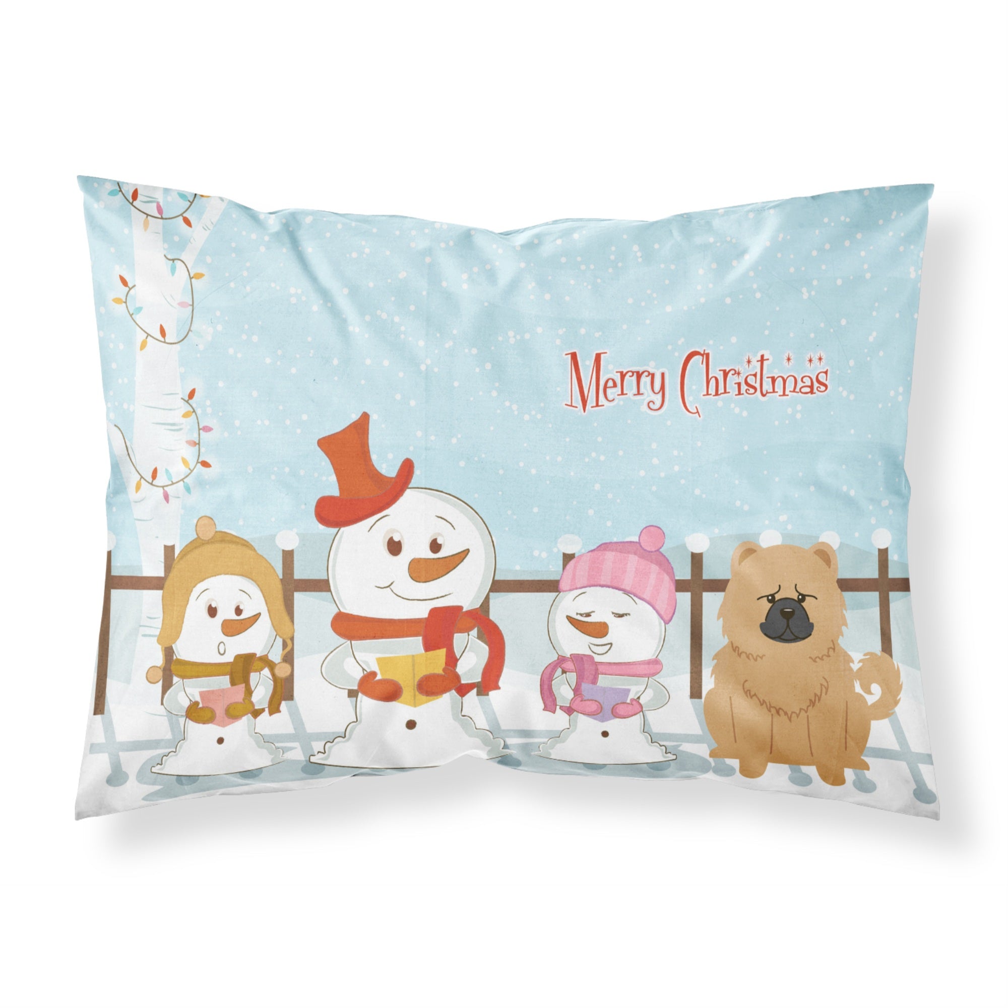 'Caroline'S Treasures Merry Christmas Carolers Chow Cream Fabric Standard Pillowcase Bb2475Pillowcase, Multicolor'