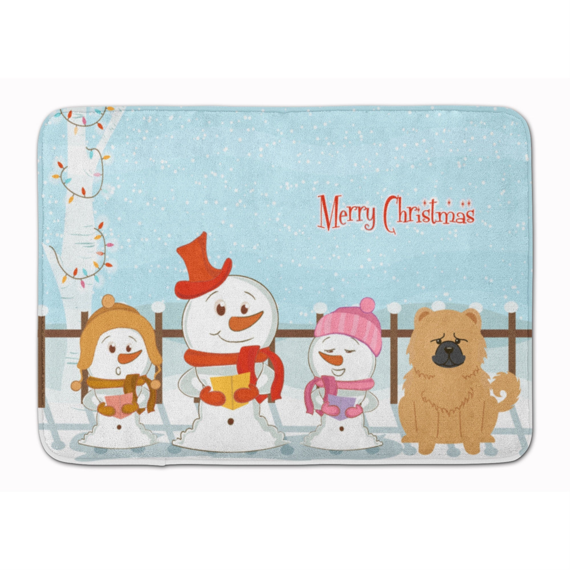 Carolines Treasures Merry Christmas Chow Cream Floor Mat, 19 x 27, Multicolor