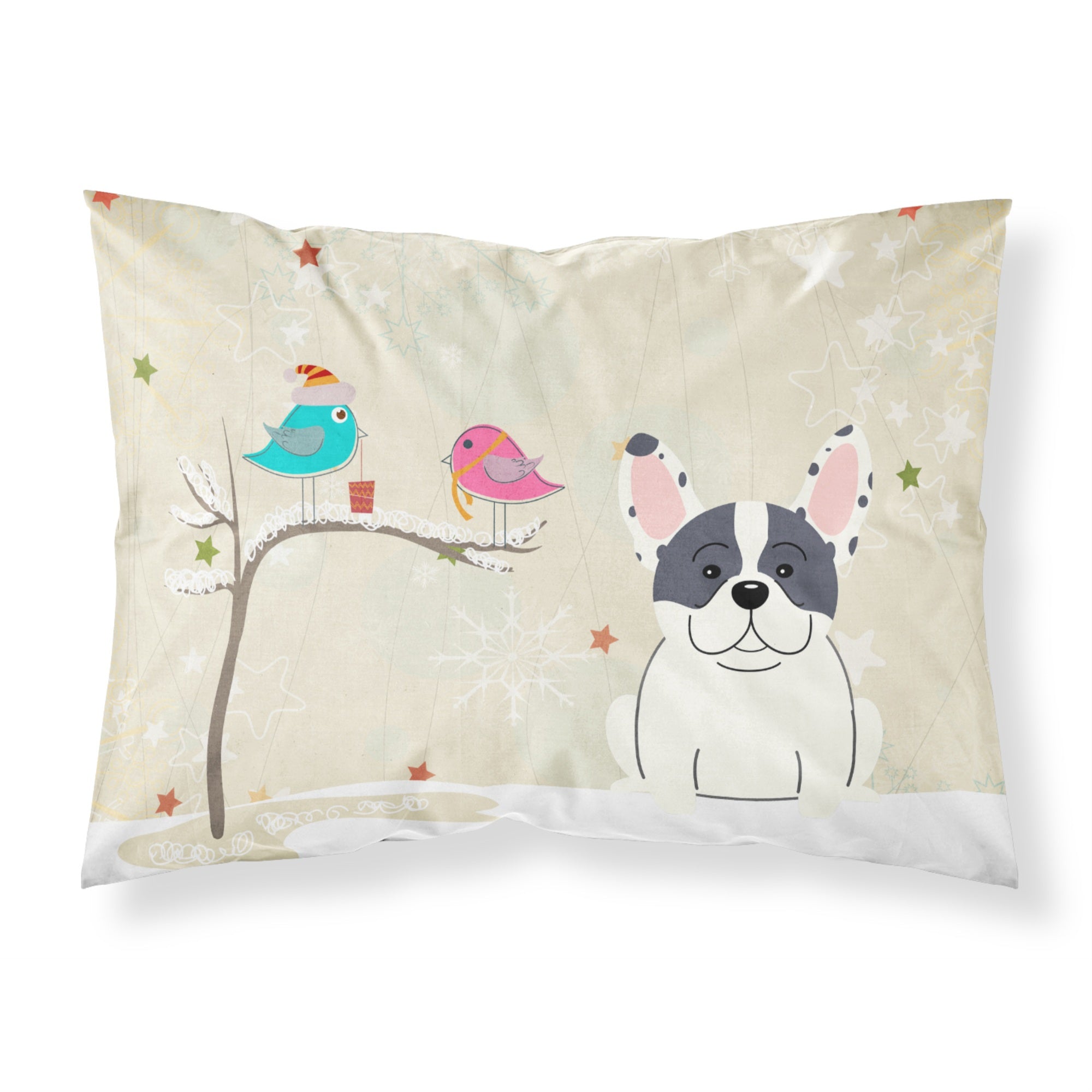 Caroline'S Treasures Christmas Presents Friends French Bulldog Piebald Fabric Standard Pillowcase Bb2483Pillowcase