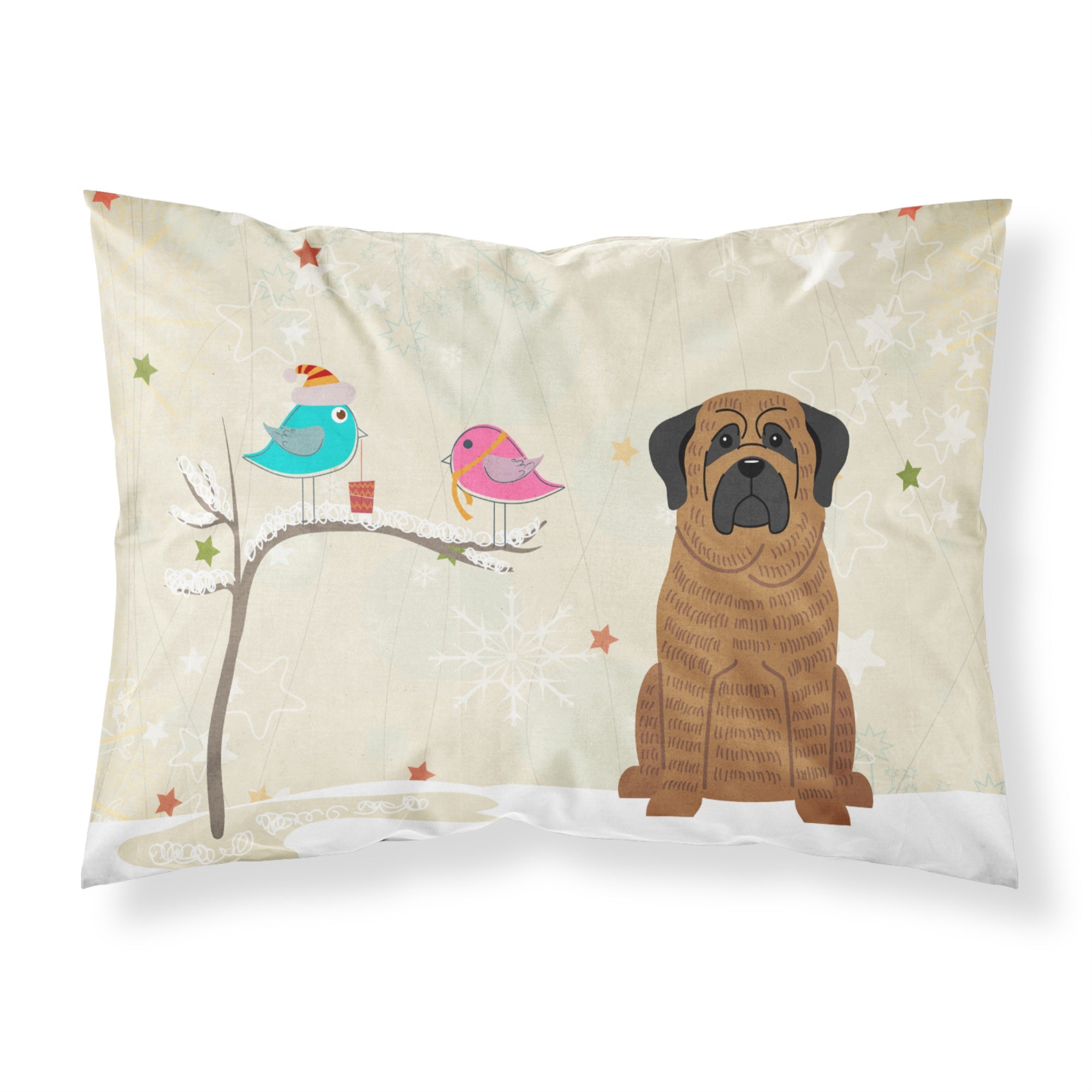 'Caroline'S Treasures Christmas Presents Between Friends Mastiff Brindle Fabric Standard Pillowcase Bb2487Pillowcase, Multicolo