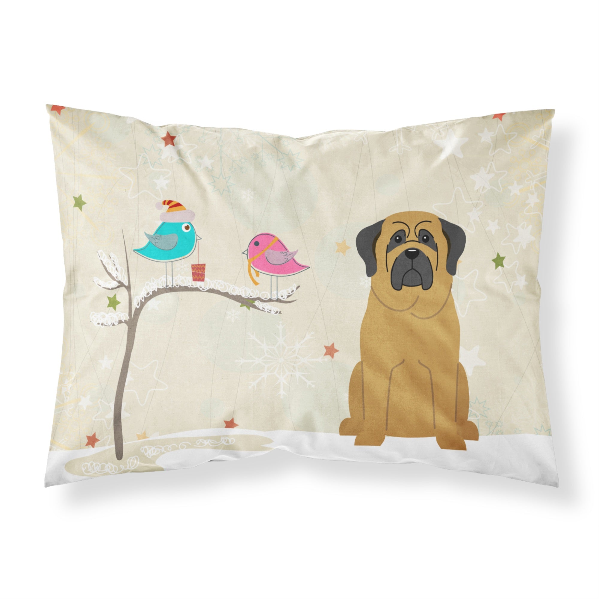 'Caroline'S Treasures Christmas Presents Between Friends Mastiff Fabric Standard Pillowcase Bb2490Pillowcase, Multicolor'