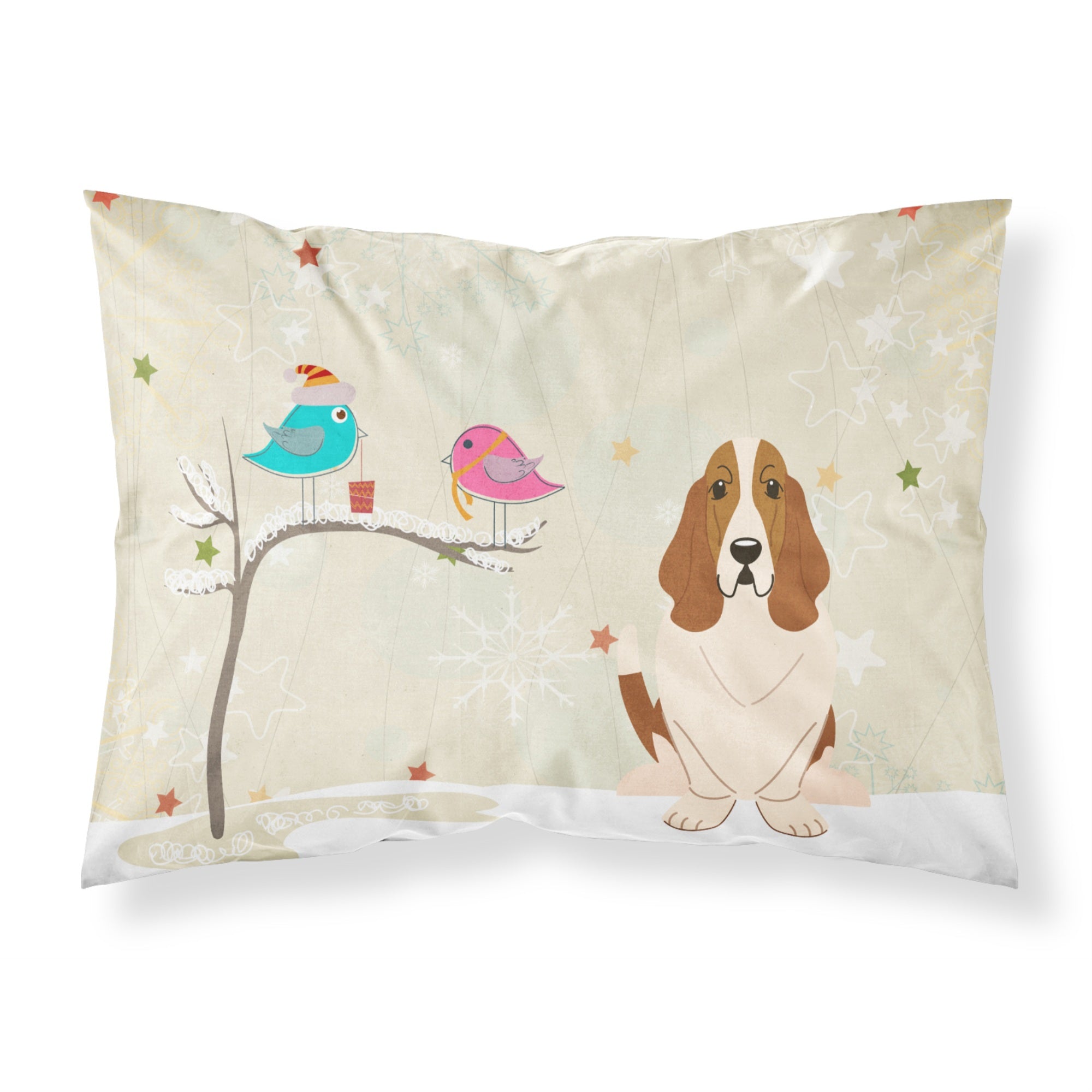 Caroline'S Treasures Christmas Presents Friends Basset Hound Fabric Standard Pillowcase Bb2493Pillowcase