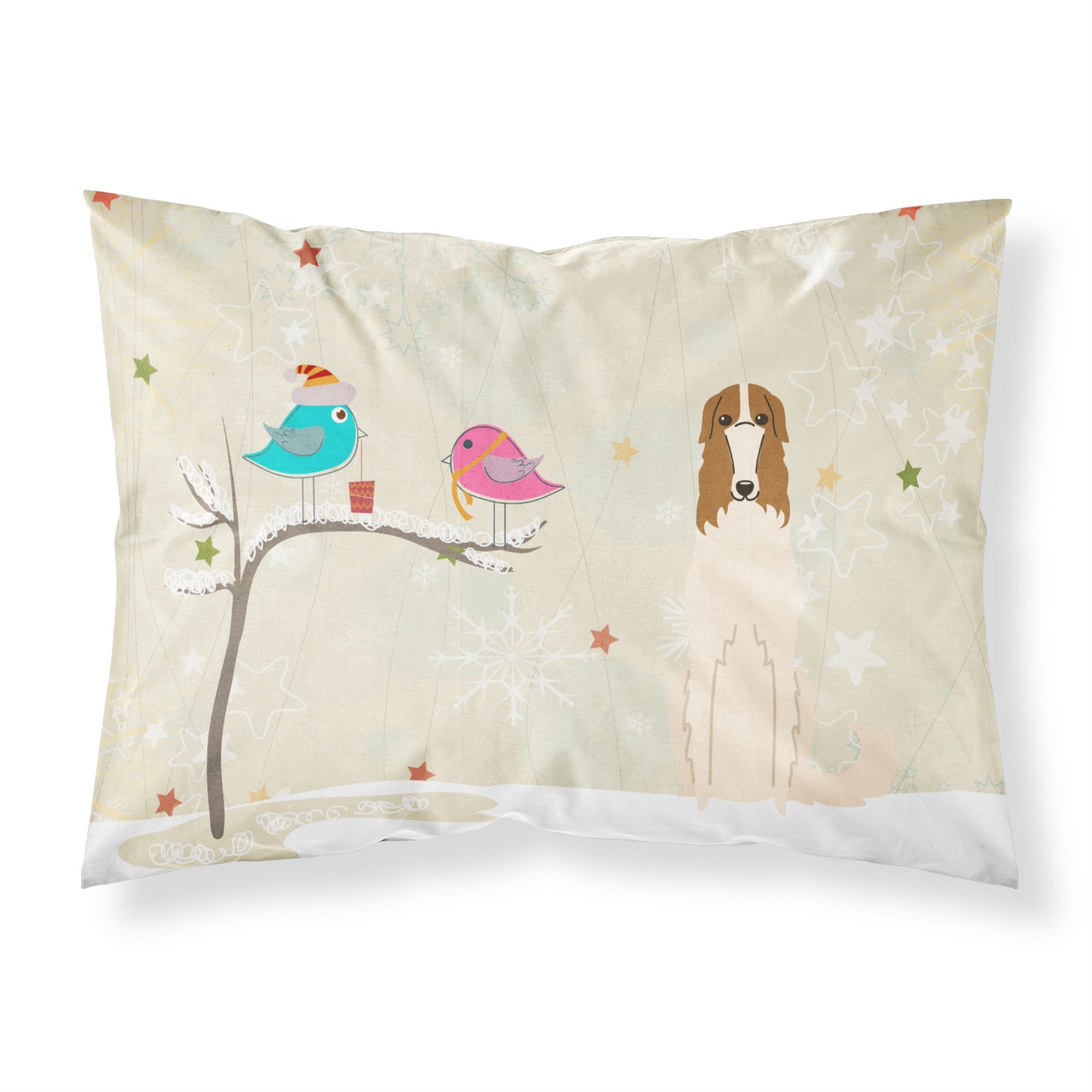 'Caroline'S Treasures Christmas Presents Between Friends Borzoi Fabric Standard Pillowcase Bb2495Pillowcase, Multicolor'