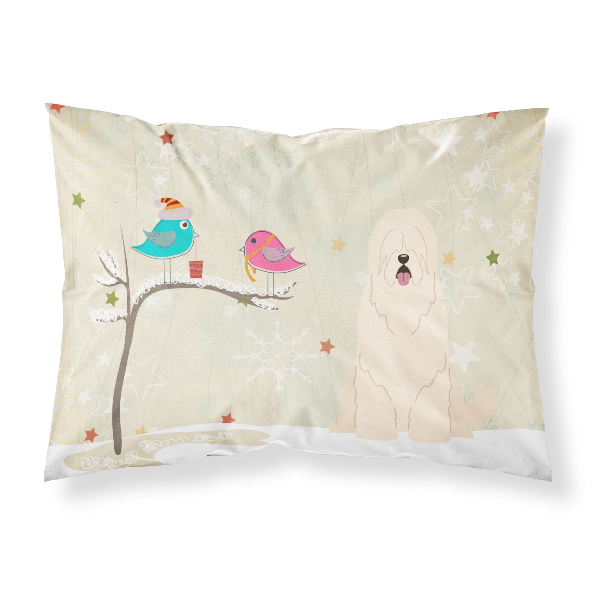 'Caroline'S Treasures Christmas Presents Between Friends South Russian Sheepdog Fabric Standard Pillowcase Bb2496Pillowcase, Mu