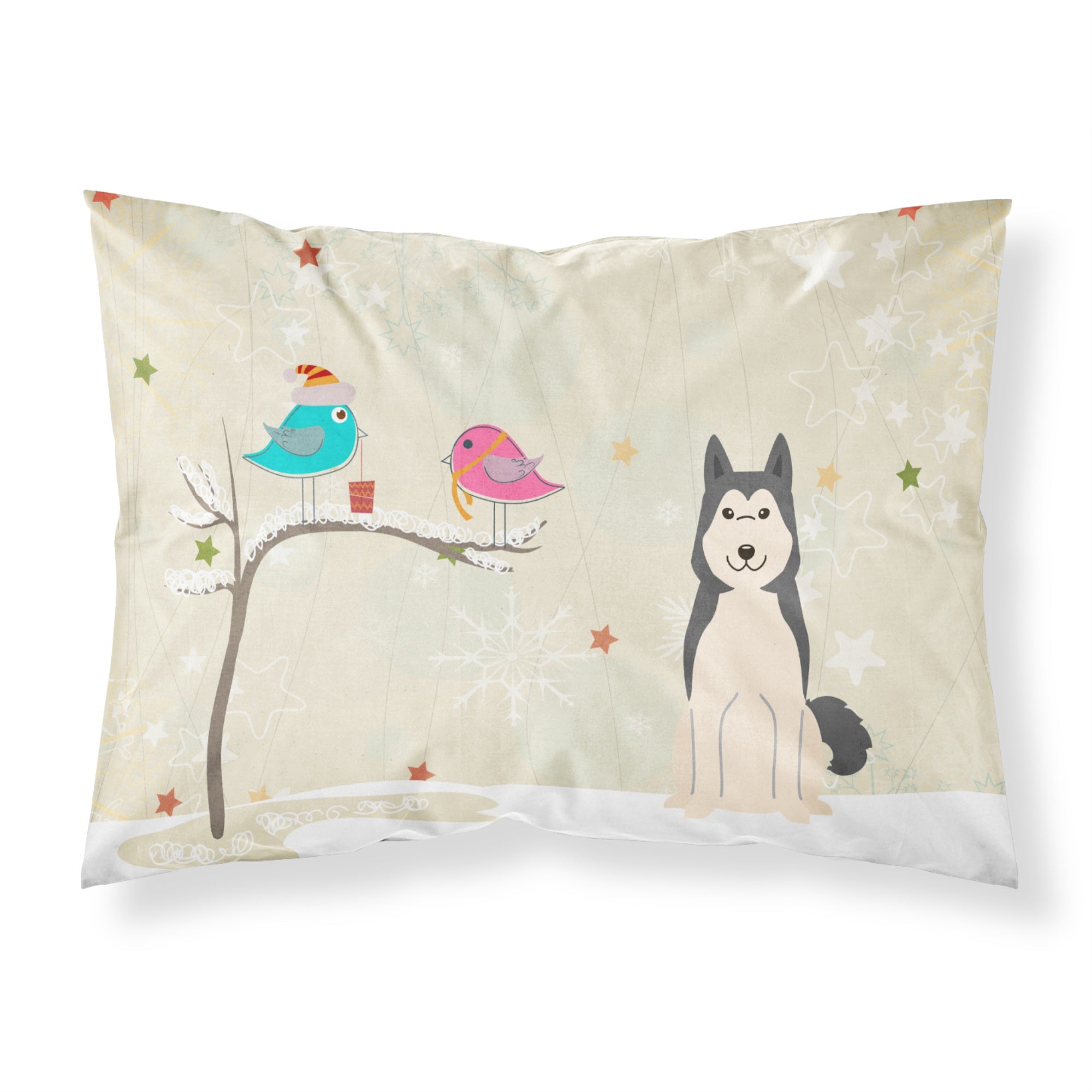 'Caroline'S Treasures Christmas Presents Between Friends West Siberian Laika Spitz Fabric Standard Pillowcase Bb2497Pillowcase,
