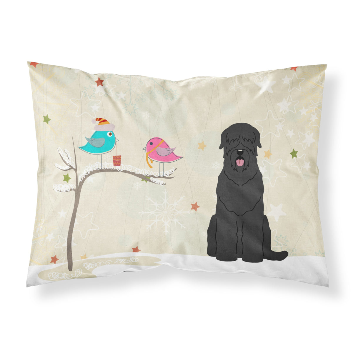 Caroline'S Treasures Christmas Presents Friends Black Russian Terrier Fabric Standard Pillowcase Bb2498Pillowcase
