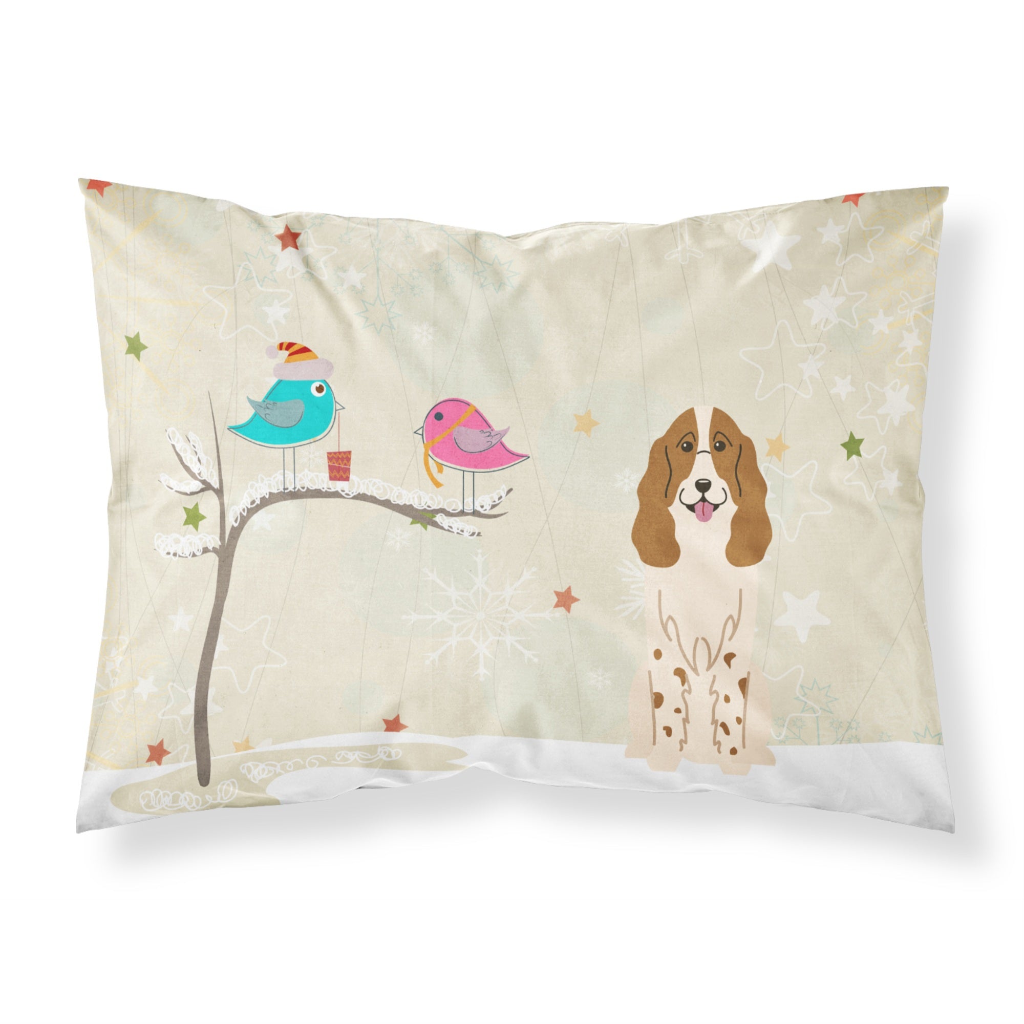 'Caroline'S Treasures Christmas Presents Between Friends Russian Spaniel Fabric Standard Pillowcase Bb2503Pillowcase, Multicolo