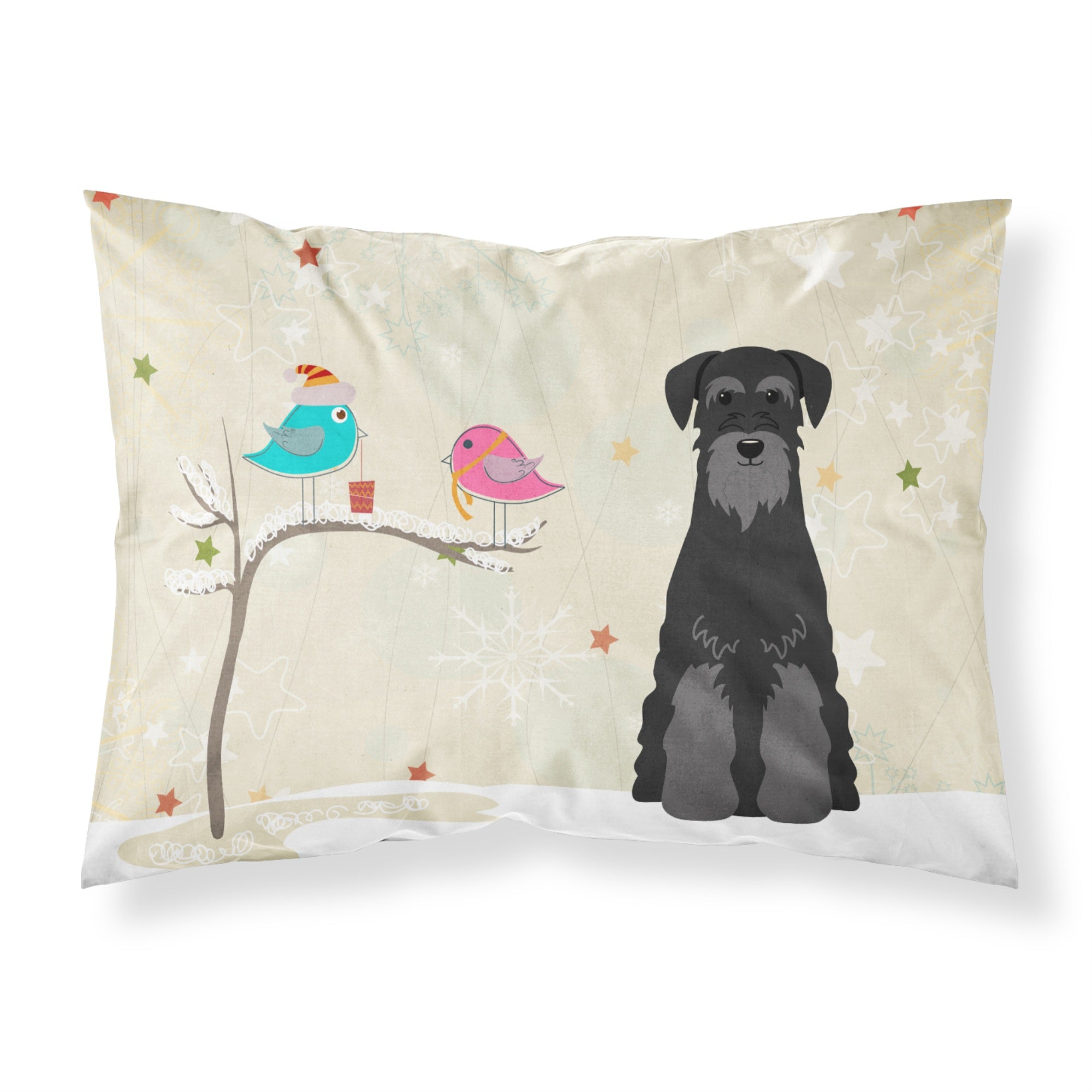 'Caroline'S Treasures Christmas Presents Between Friends Schnauzer Black Fabric Standard Pillowcase Bb2504Pillowcase, Multicolo