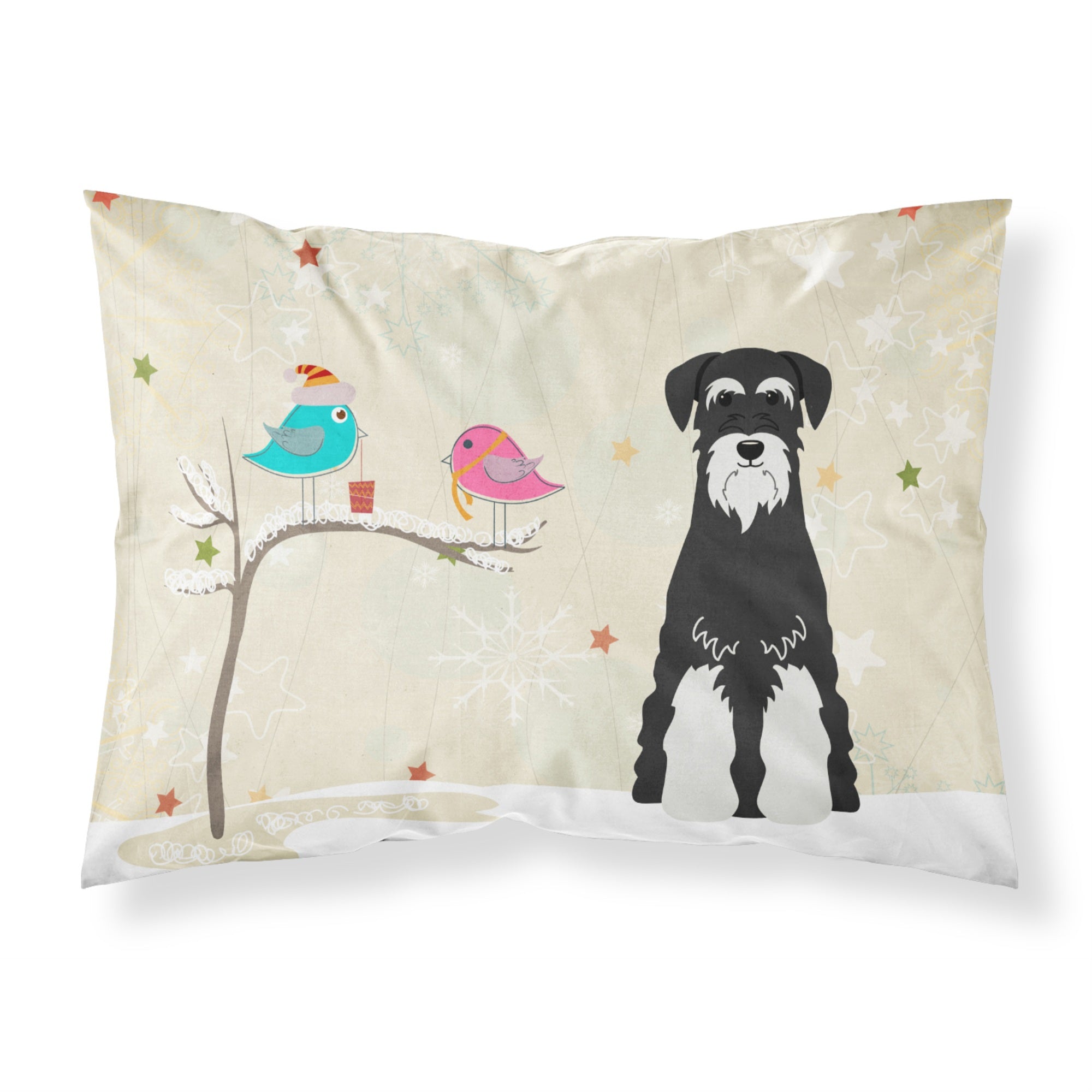 Caroline'S Treasures Christmas Presents Friends Schnauzer Salt And Pepper Fabric Standard Pillowcase Bb2505Pillowcase
