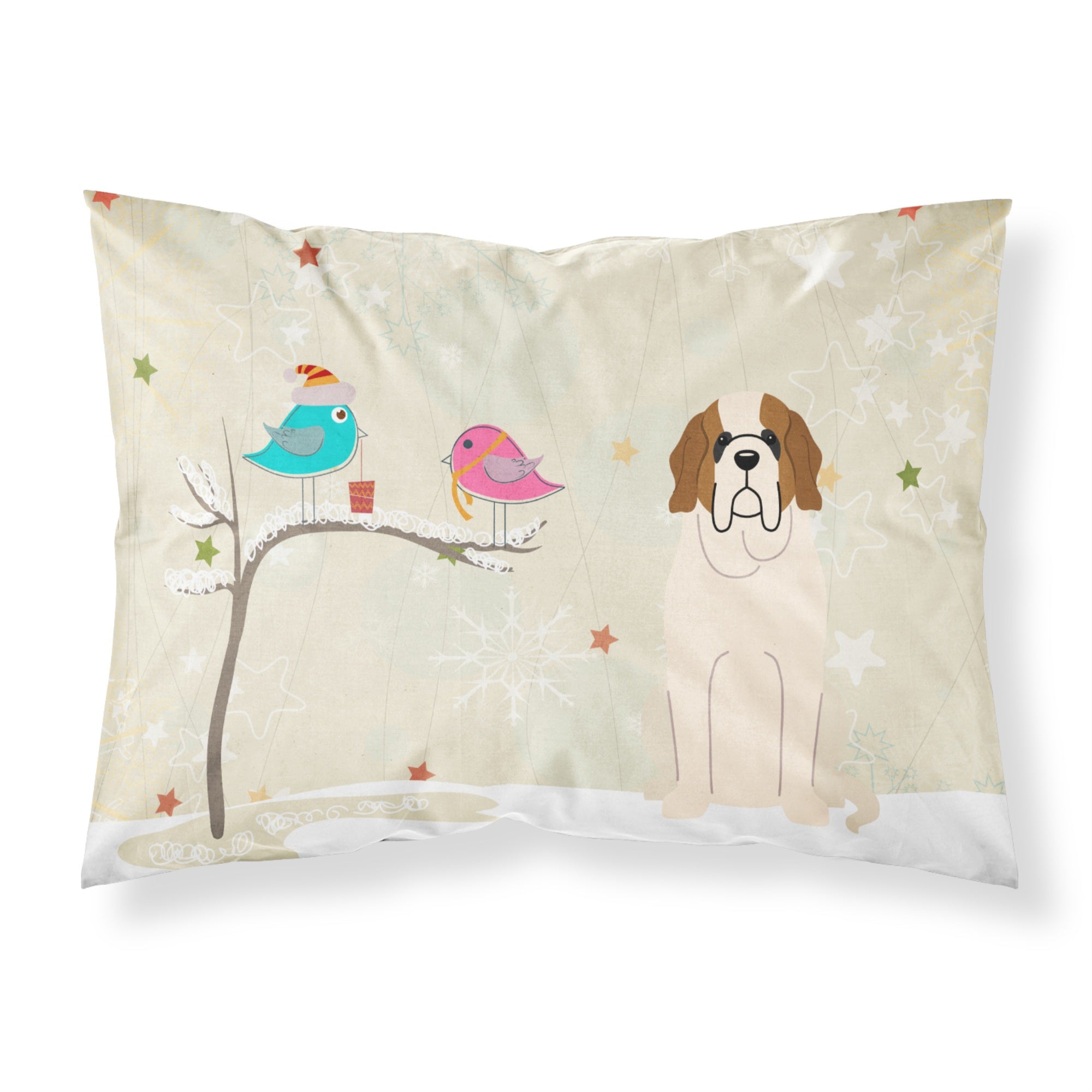 'Caroline'S Treasures Christmas Presents Between Friends Saint Bernard Fabric Standard Pillowcase Bb2507Pillowcase, Multicolor'