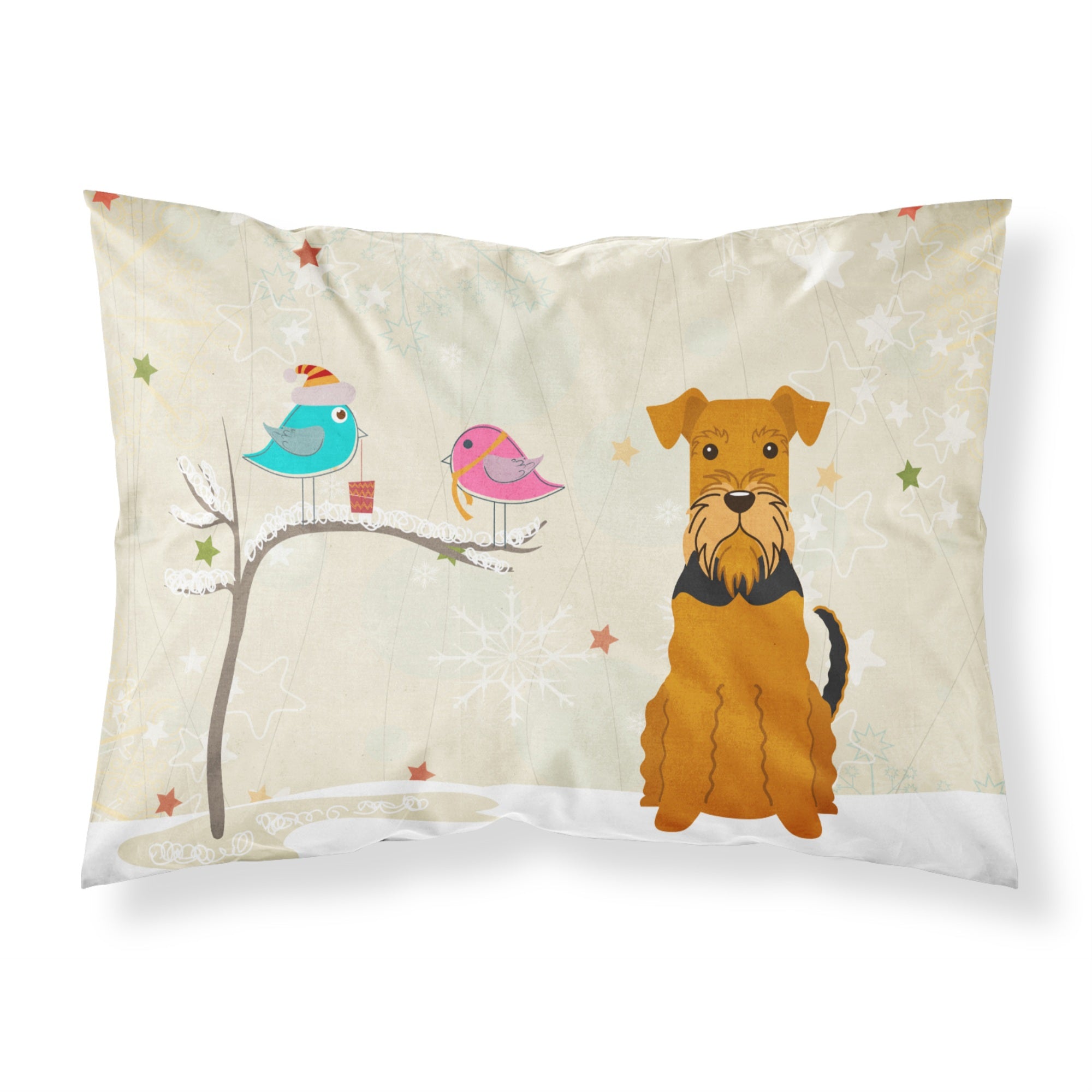 'Caroline'S Treasures Christmas Presents Between Friends Airedale Fabric Standard Pillowcase Bb2513Pillowcase, Multicolor'