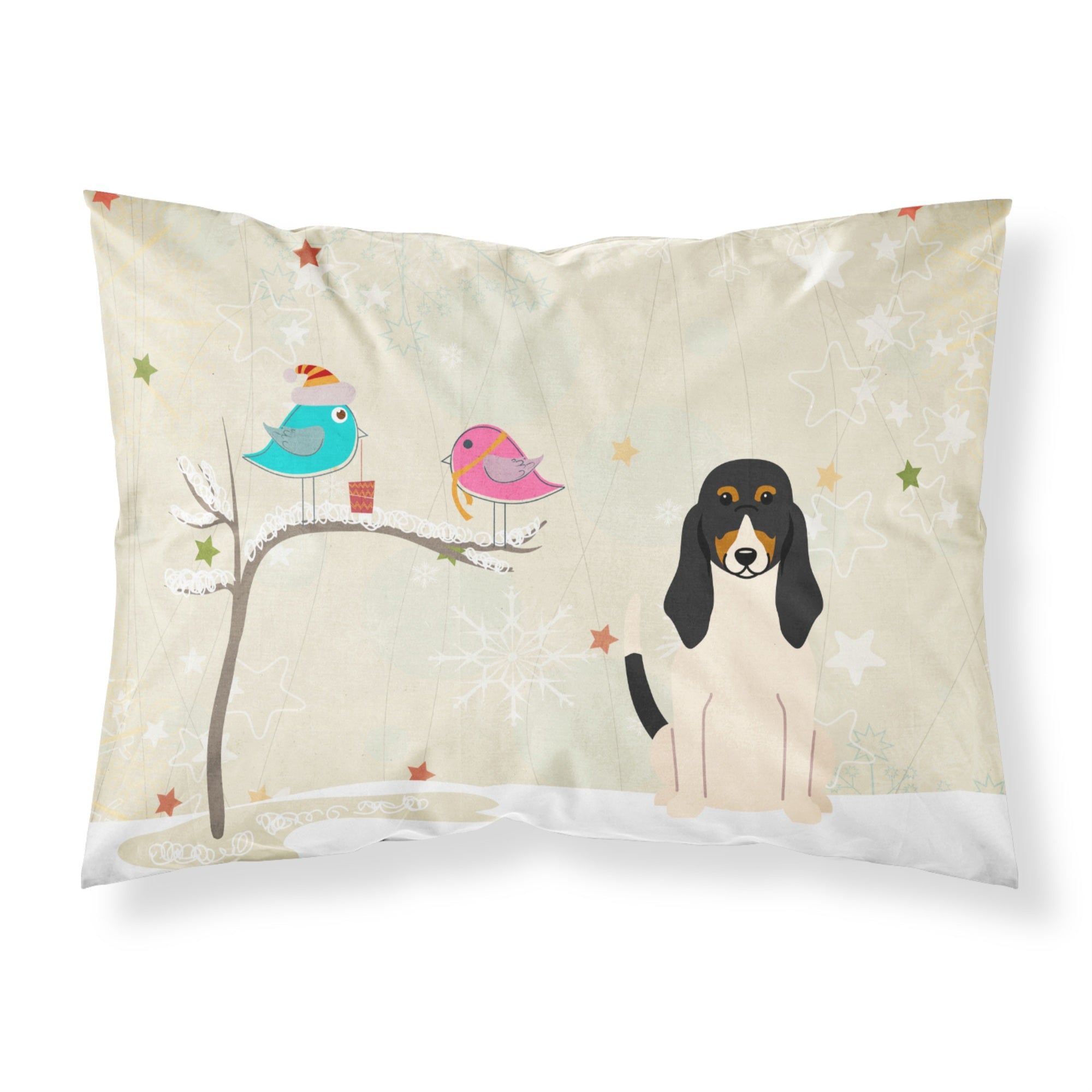 'Caroline'S Treasures Christmas Presents Between Friends Swiss Hound Fabric Standard Pillowcase Bb2516Pillowcase, Multicolor'