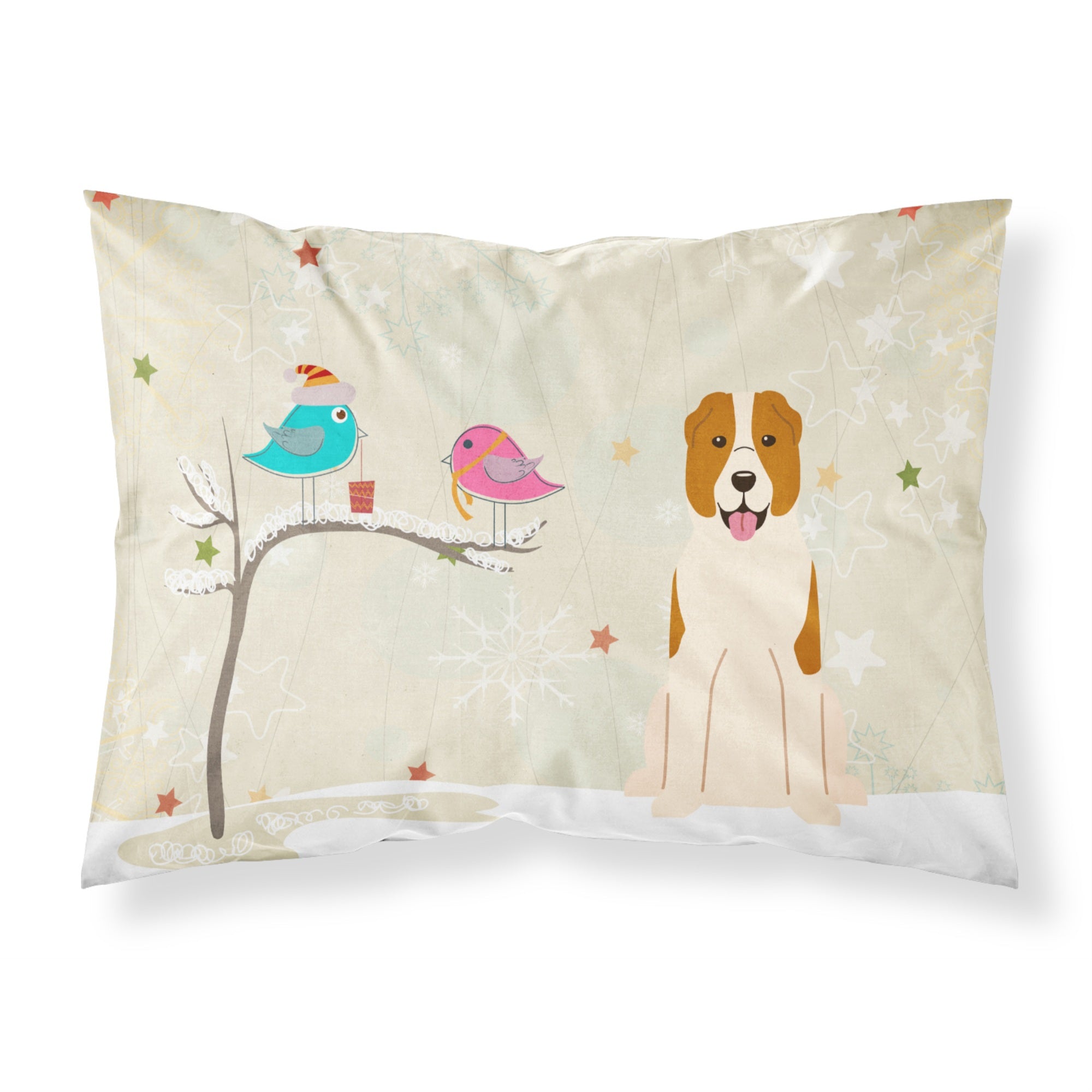 'Caroline'S Treasures Christmas Presents Between Friends Central Asian Shepherd Dog Fabric Standard Pillowcase Bb2521Pillowcase