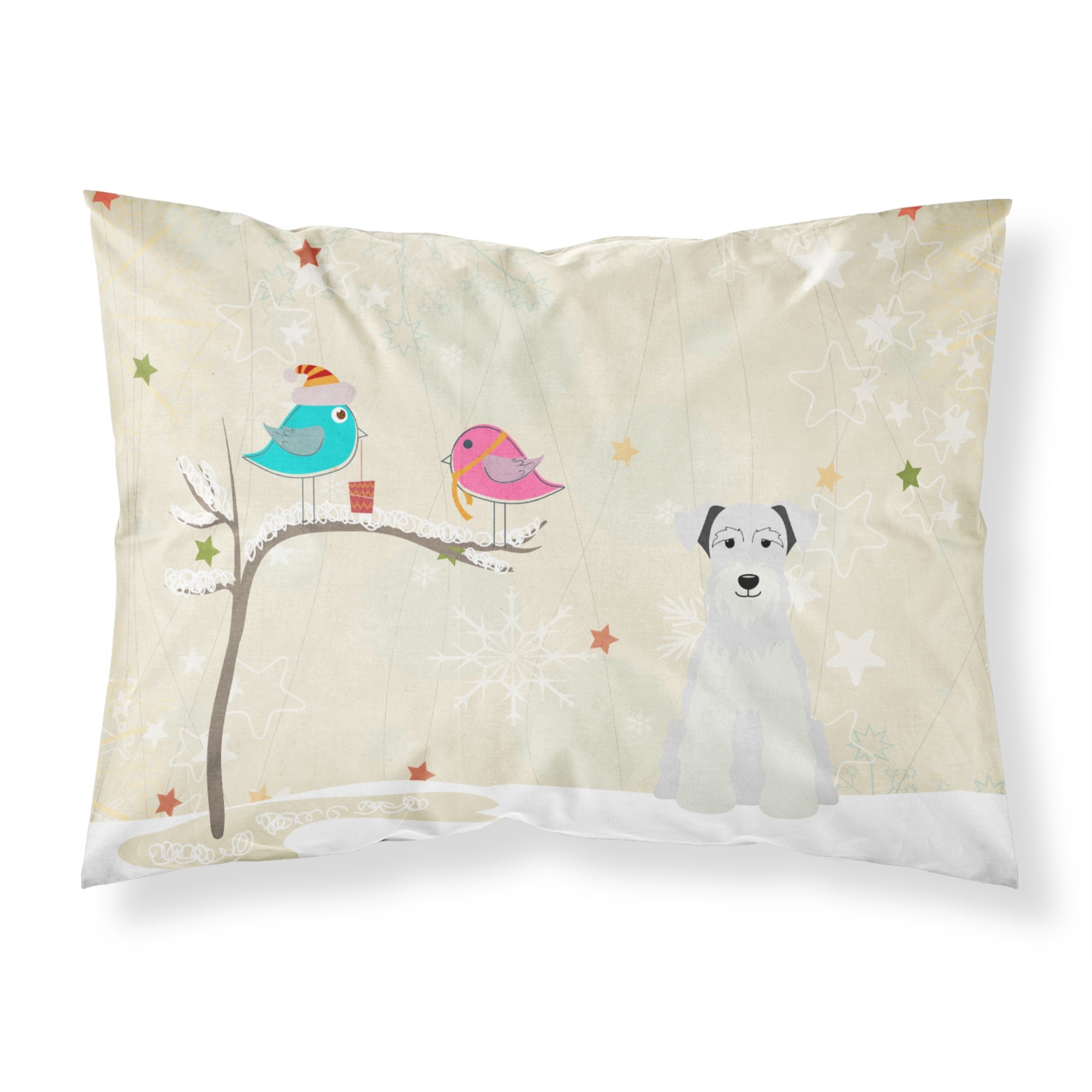 'Caroline'S Treasures Christmas Presents Between Friends Miniature Schanuzer White Fabric Standard Pillowcase Bb2525Pillowcase,