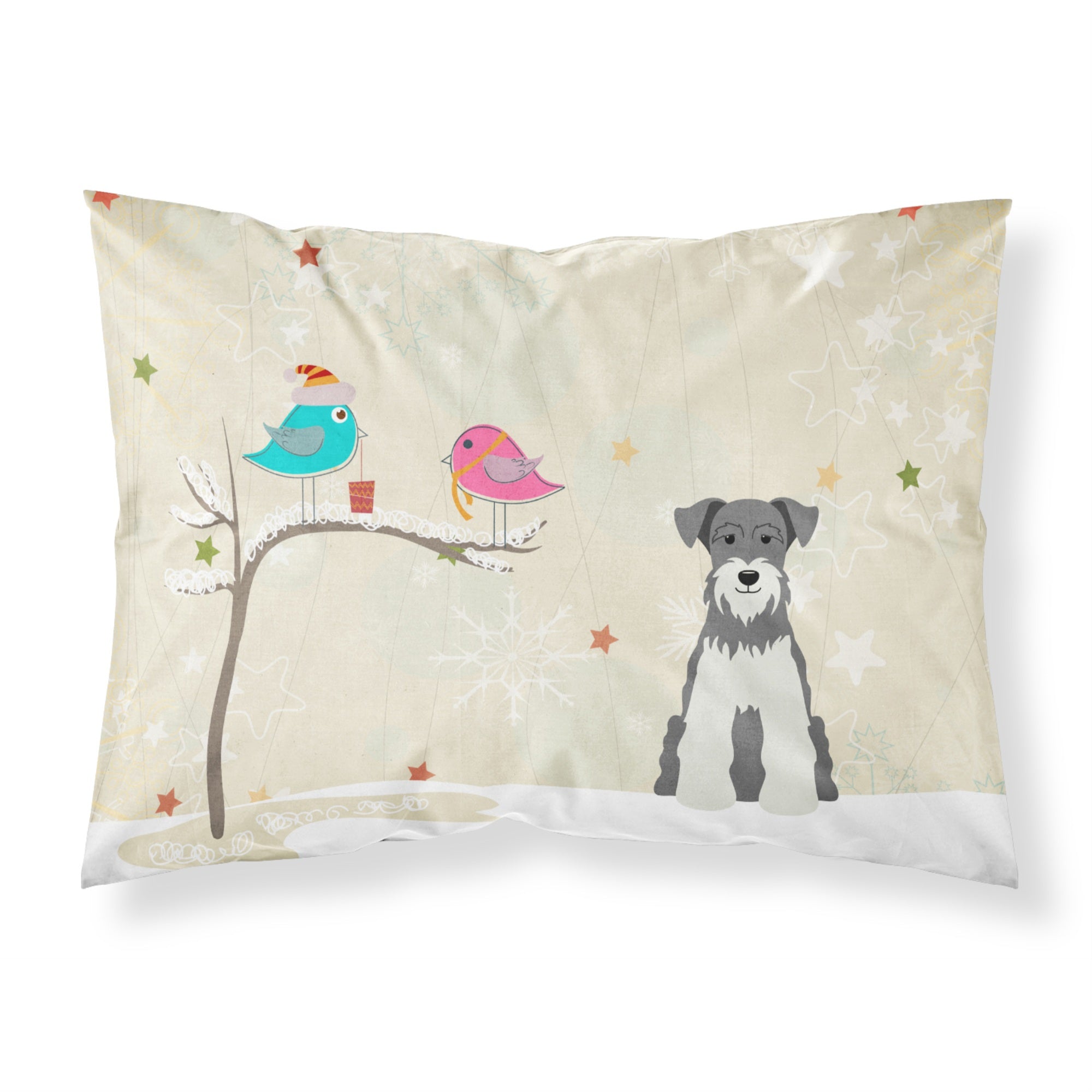 'Caroline'S Treasures Christmas Presents Between Friends Miniature Schanuzer Salt And Pepper Fabric Standard Pillowcase Bb2526P