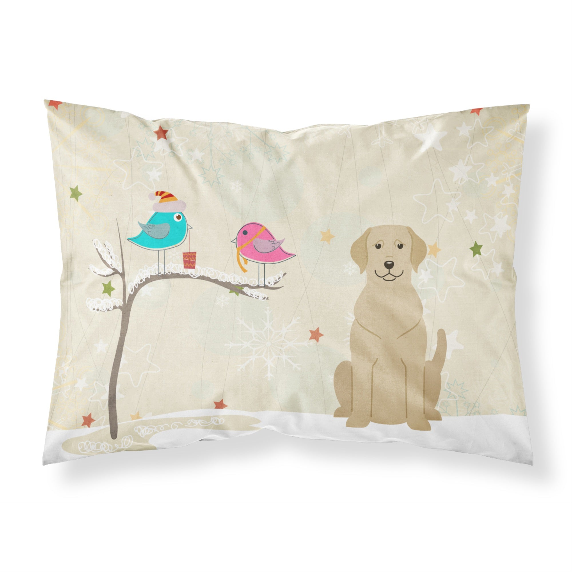 'Caroline'S Treasures Christmas Presents Between Friends Yellow Labrador Fabric Standard Pillowcase Bb2527Pillowcase, Multicolo