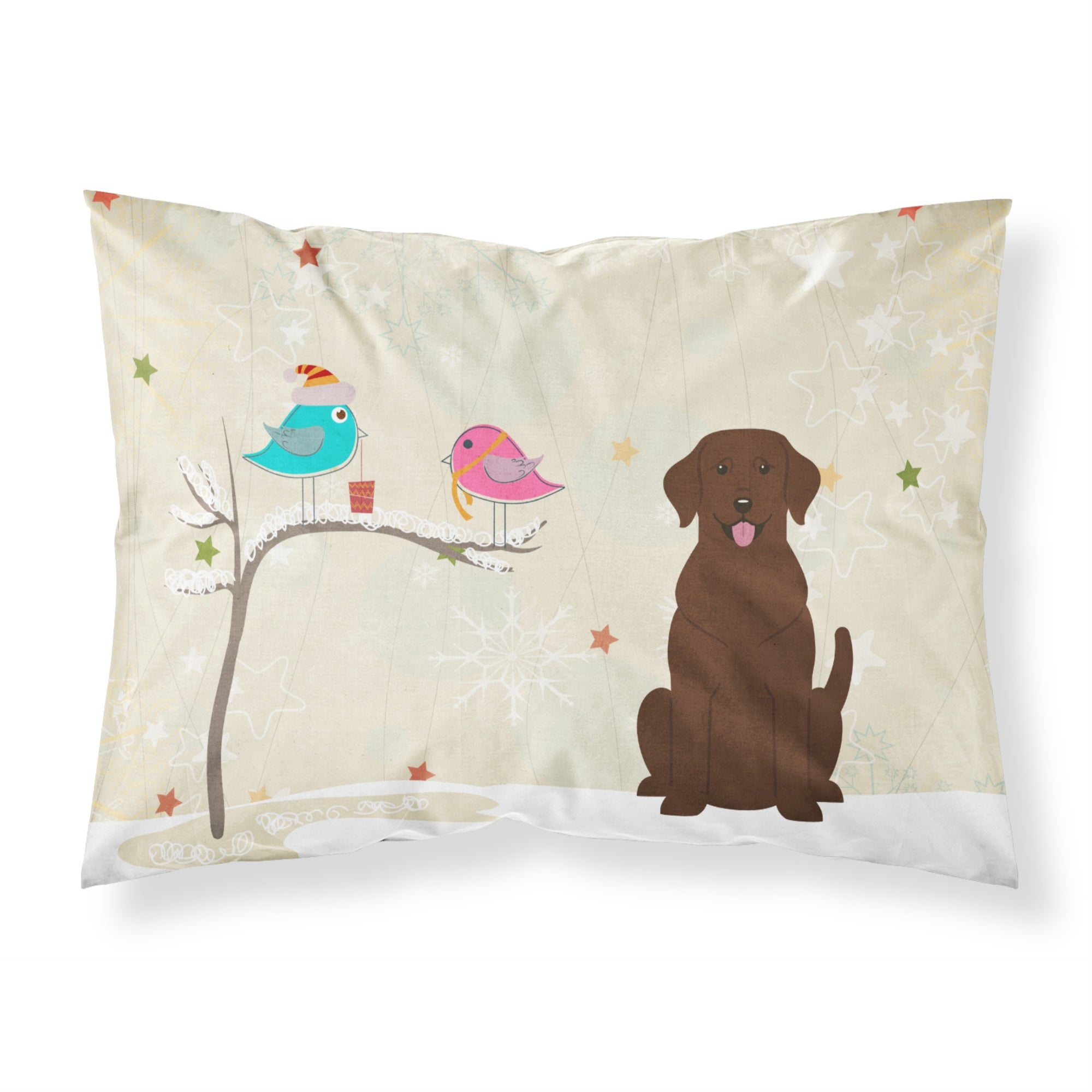 'Caroline'S Treasures Christmas Presents Between Friends Chocolate Labrador Fabric Standard Pillowcase Bb2528Pillowcase, Multic