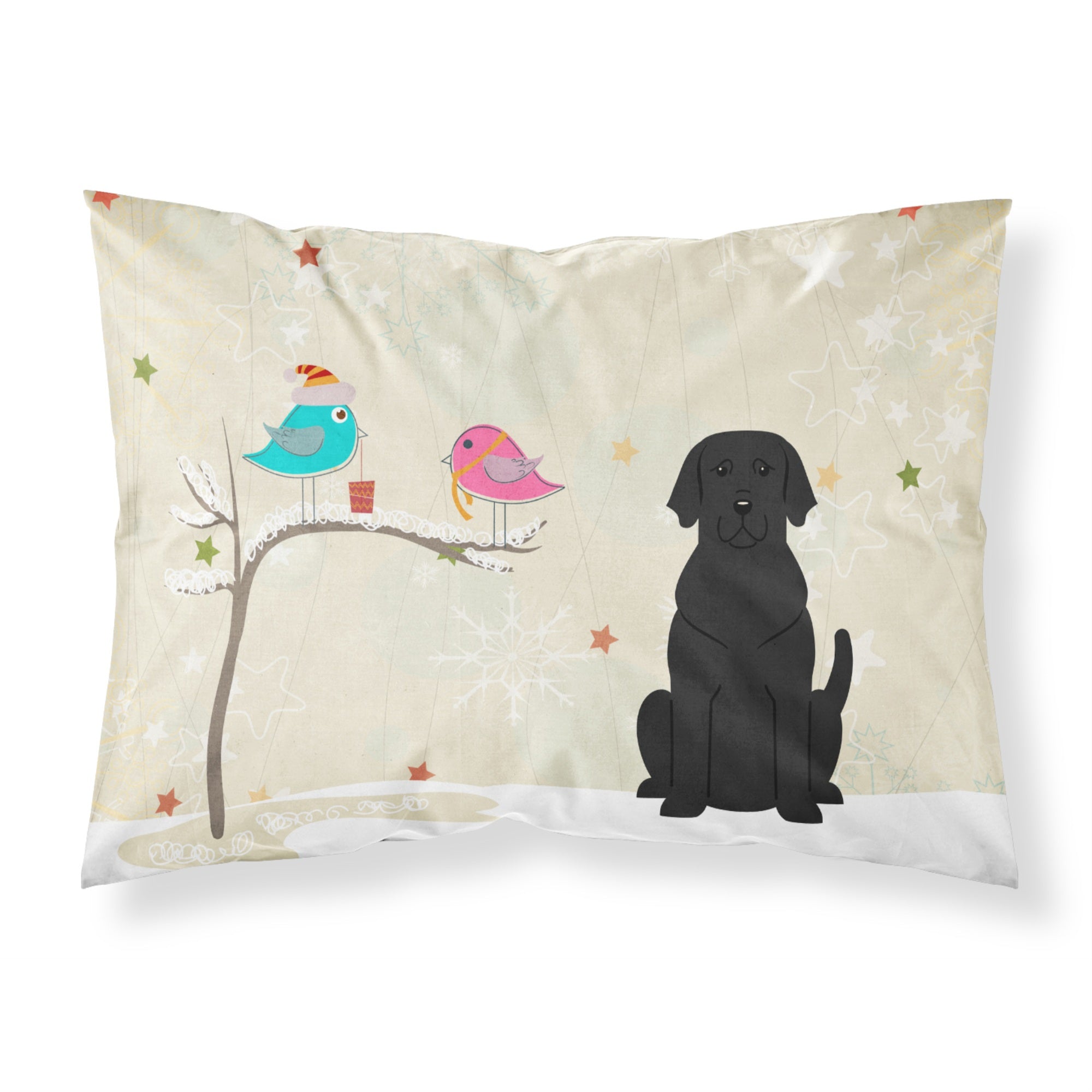 'Caroline'S Treasures Christmas Presents Between Friends Black Labrador Fabric Standard Pillowcase Bb2529Pillowcase, Multicolor