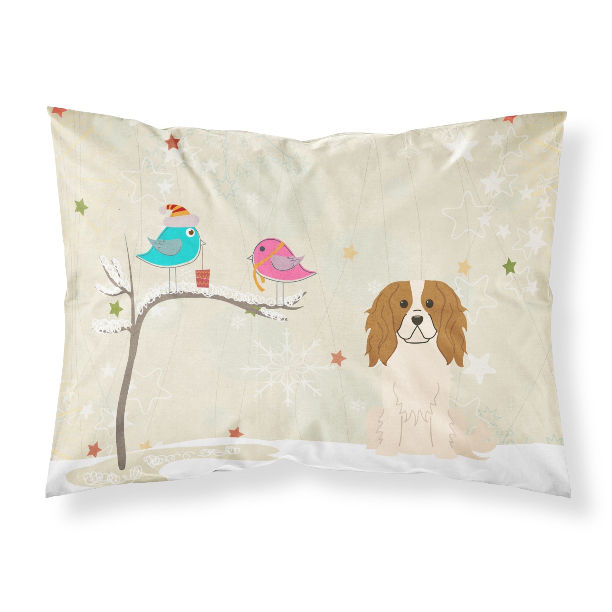 'Caroline'S Treasures Christmas Presents Between Friends Cavalier Spaniel Fabric Standard Pillowcase Bb2530Pillowcase, Multicol