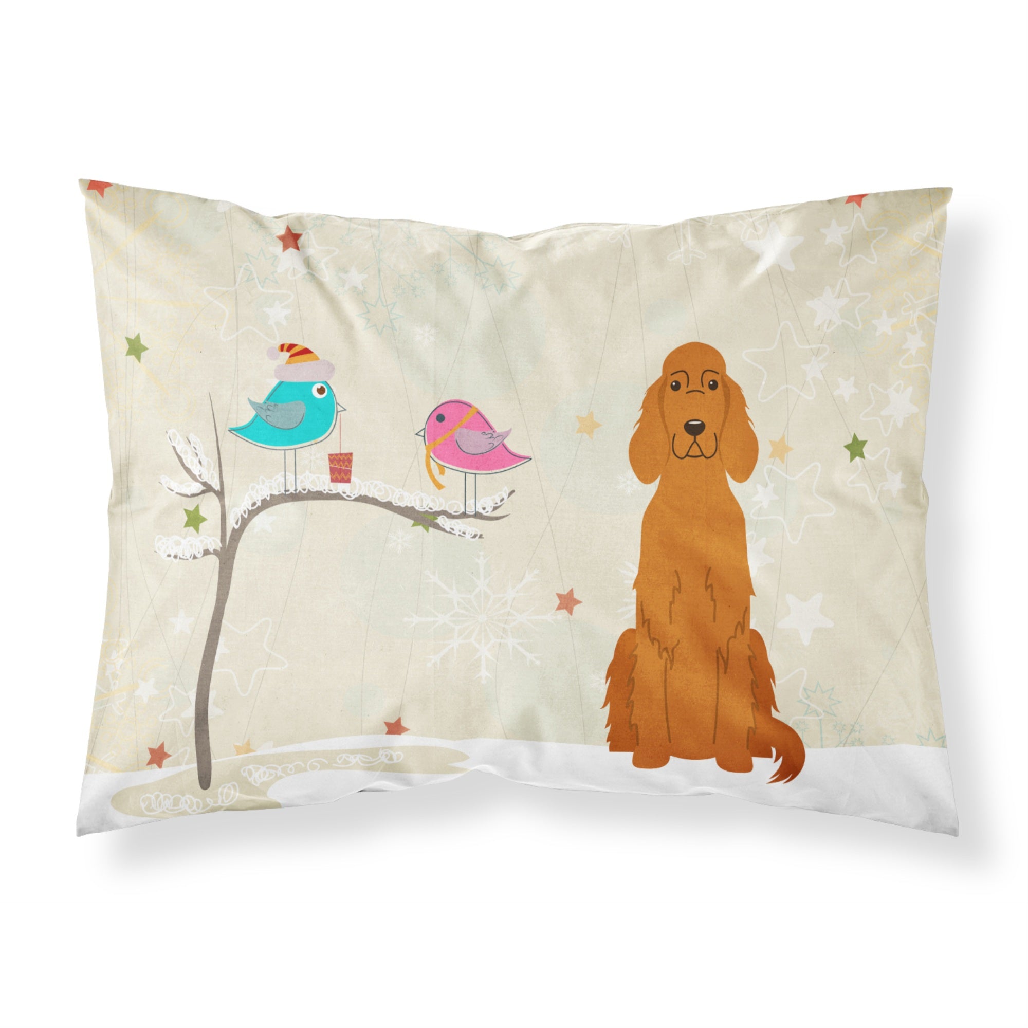 Caroline'S Treasures Christmas Presents Friends Irish Setter Fabric Standard Pillowcase Bb2536Pillowcase