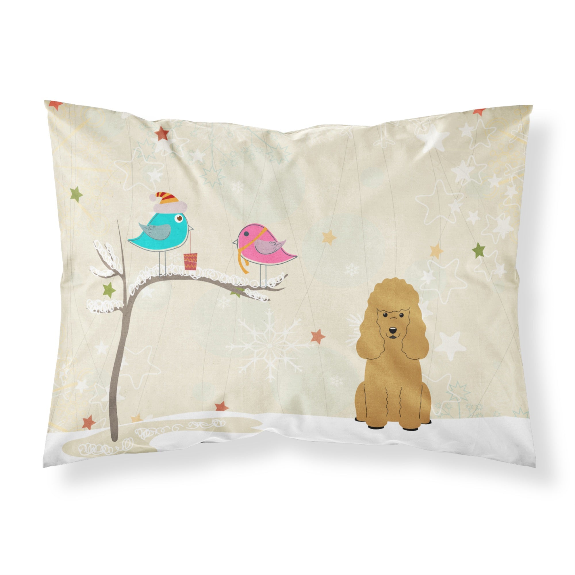 Caroline'S Treasures Christmas Presents Friends Poodle Tan Fabric Standard Pillowcase Bb2541Pillowcase