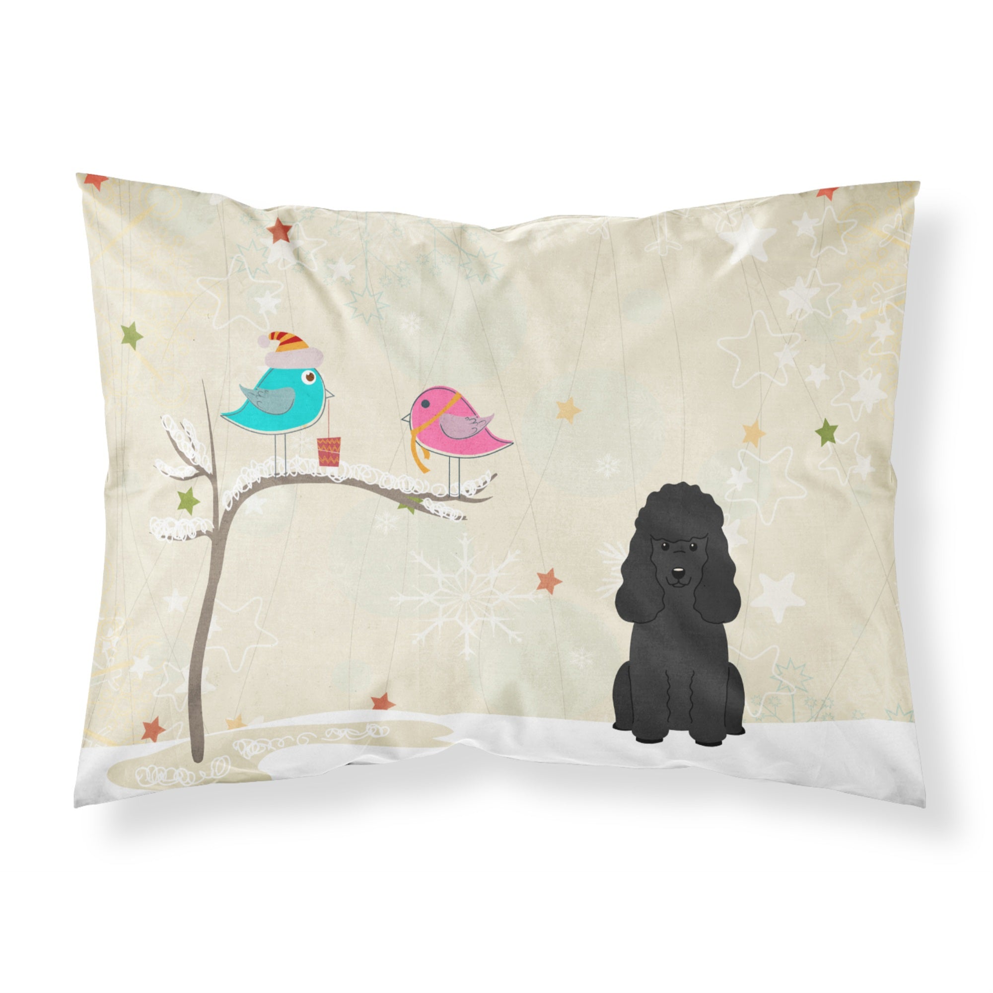 Caroline'S Treasures Christmas Presents Friends Poodle Black Fabric Standard Pillowcase Bb2543Pillowcase