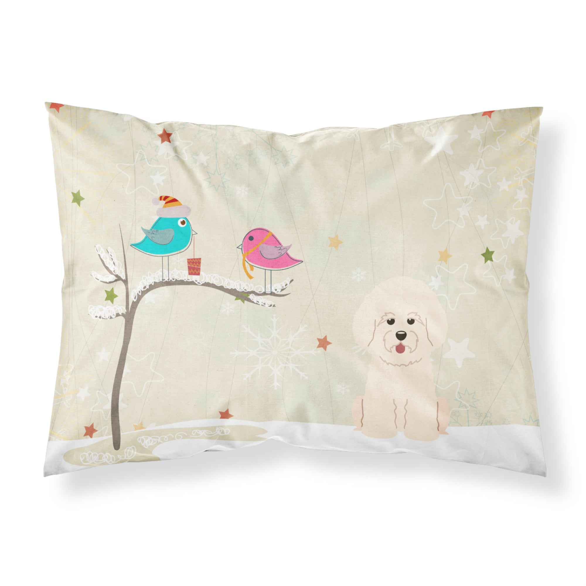 Caroline'S Treasures Christmas Presents Friends Bichon Frise Fabric Standard Pillowcase Bb2547Pillowcase