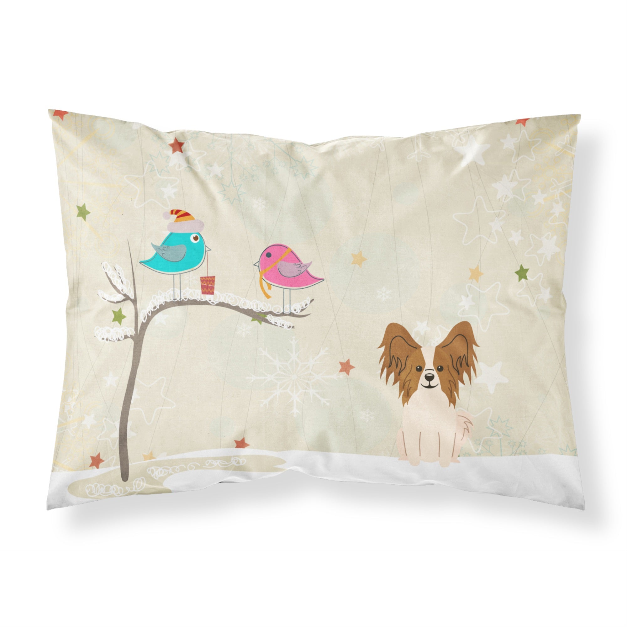 Caroline'S Treasures Christmas Presents Friends Papillon Red White Fabric Standard Pillowcase Bb2550Pillowcase