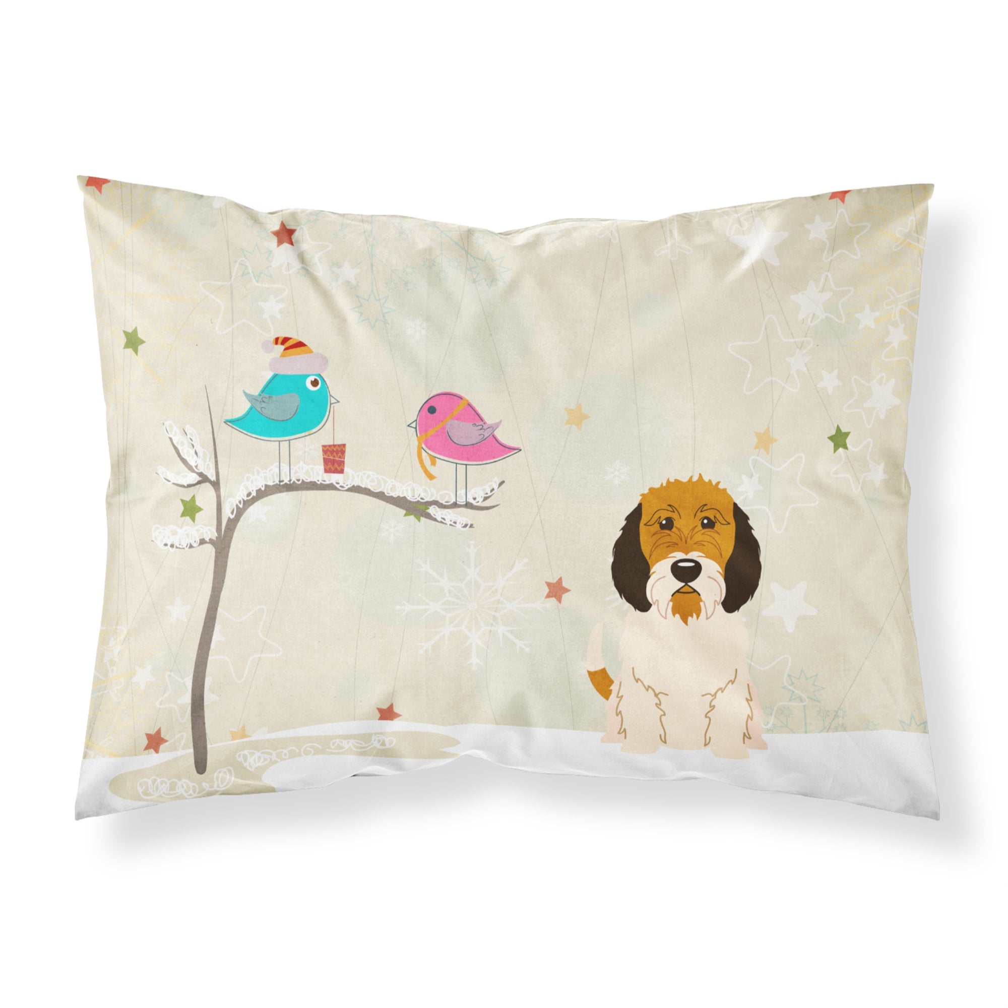 'Caroline'S Treasures Christmas Presents Between Friends Petit Basset Griffon Veenden Fabric Standard Pillowcase Bb2551Pillowca