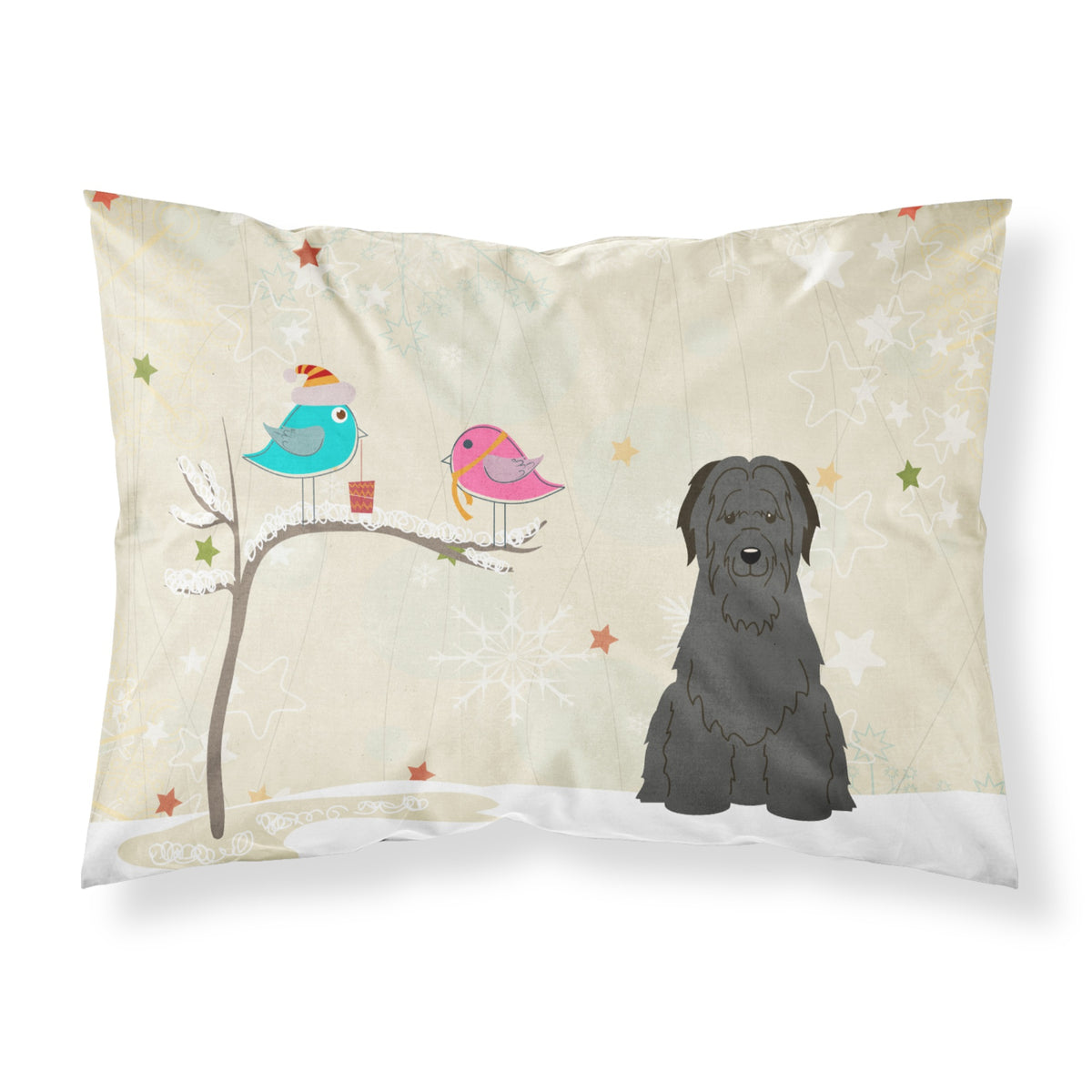 Caroline'S Treasures Christmas Presents Friends Briard Black Fabric Standard Pillowcase Bb2553Pillowcase