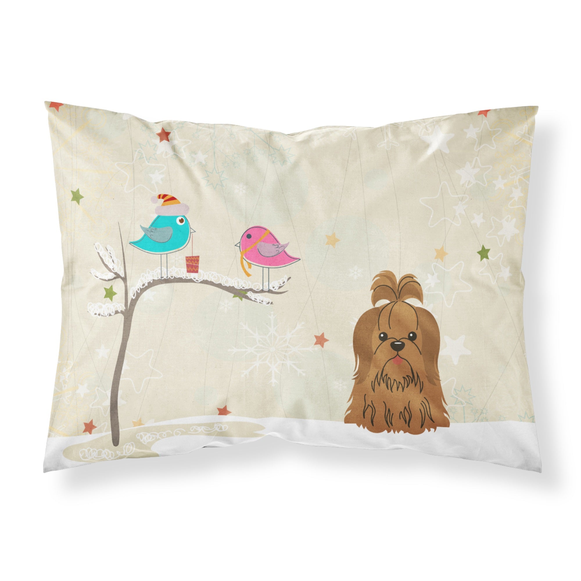 'Caroline'S Treasures Christmas Presents Between Friends Shih Tzu Chocolate Fabric Standard Pillowcase Bb2558Pillowcase, Multic