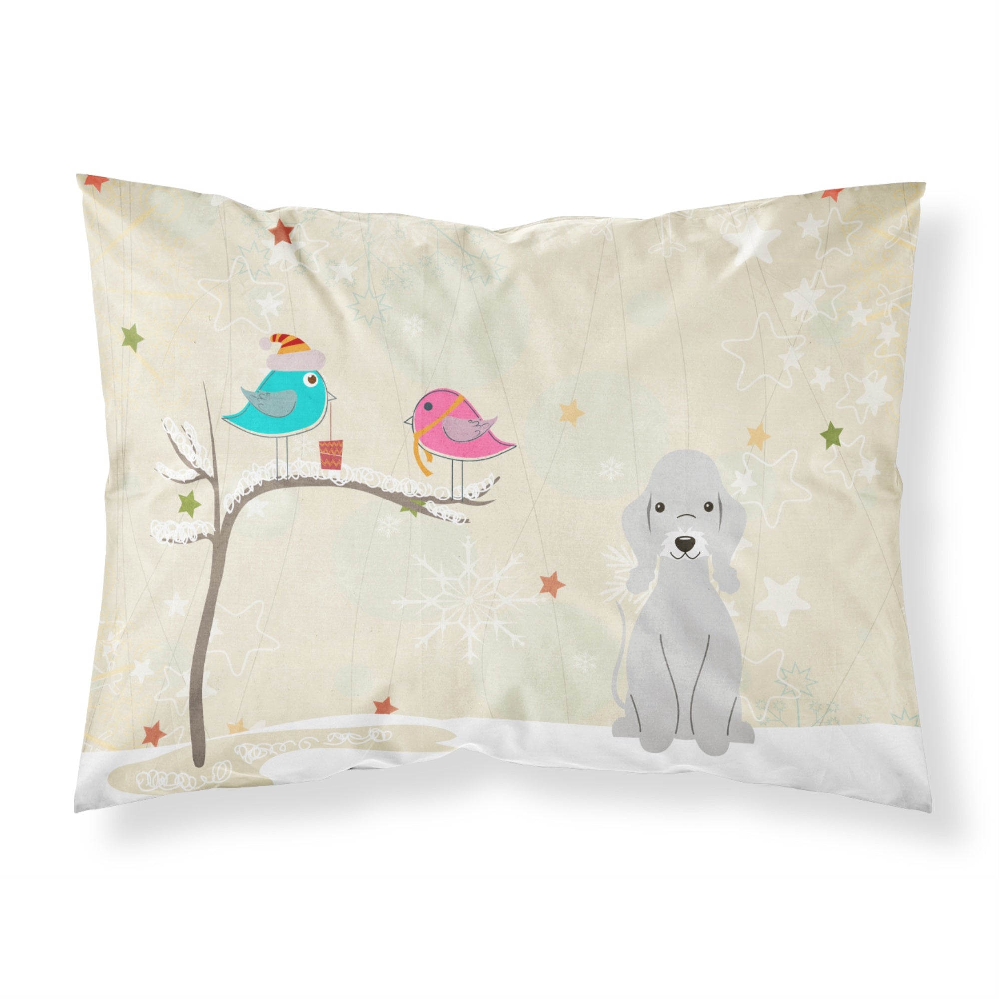 'Caroline'S Treasures Christmas Presents Between Friends Bedlington Terrier Blue Fabric Standard Pillowcase Bb2562Pillowcase, M