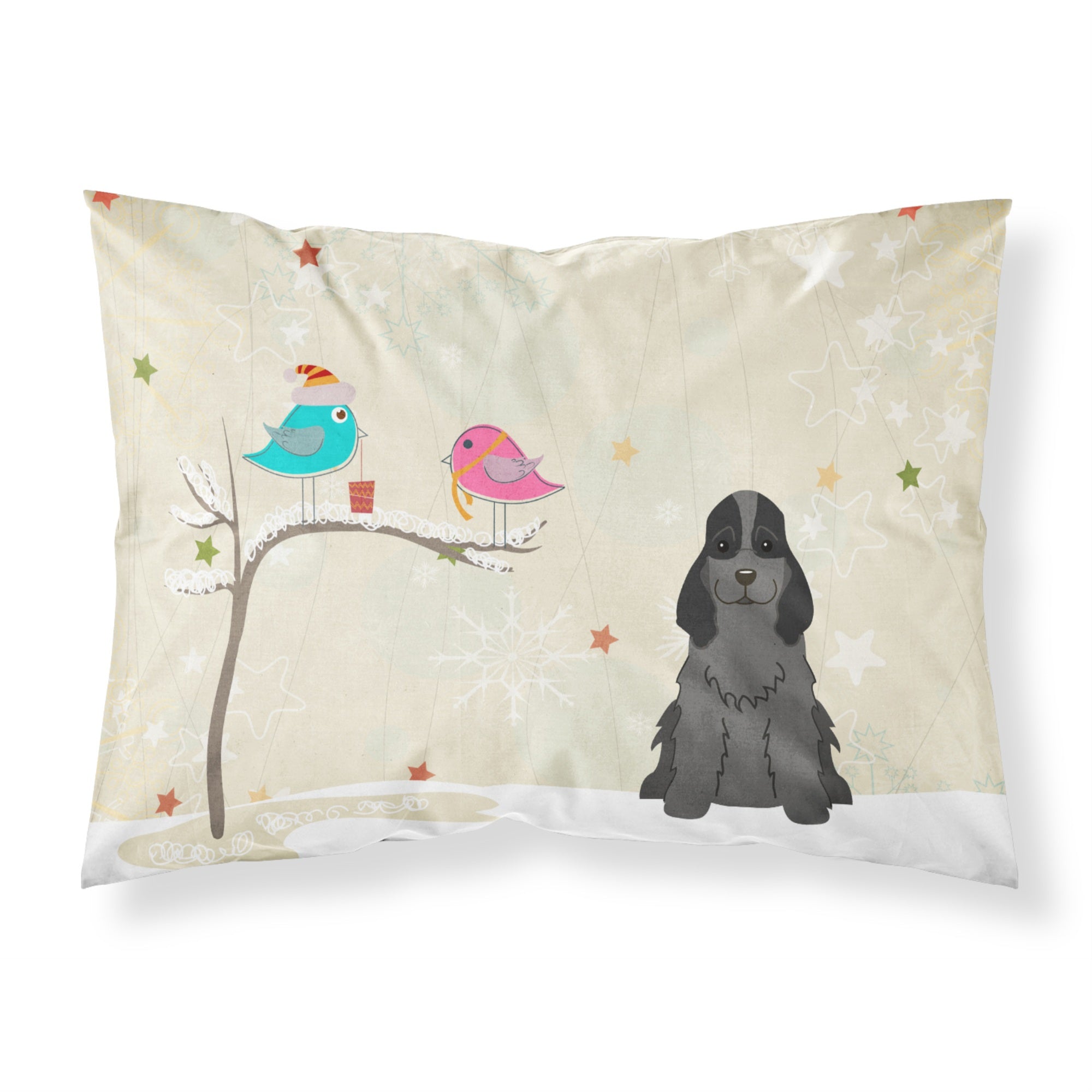 Caroline'S Treasures Christmas Presents Friends Cocker Spaniel Black Fabric Standard Pillowcase Bb2564Pillowcase