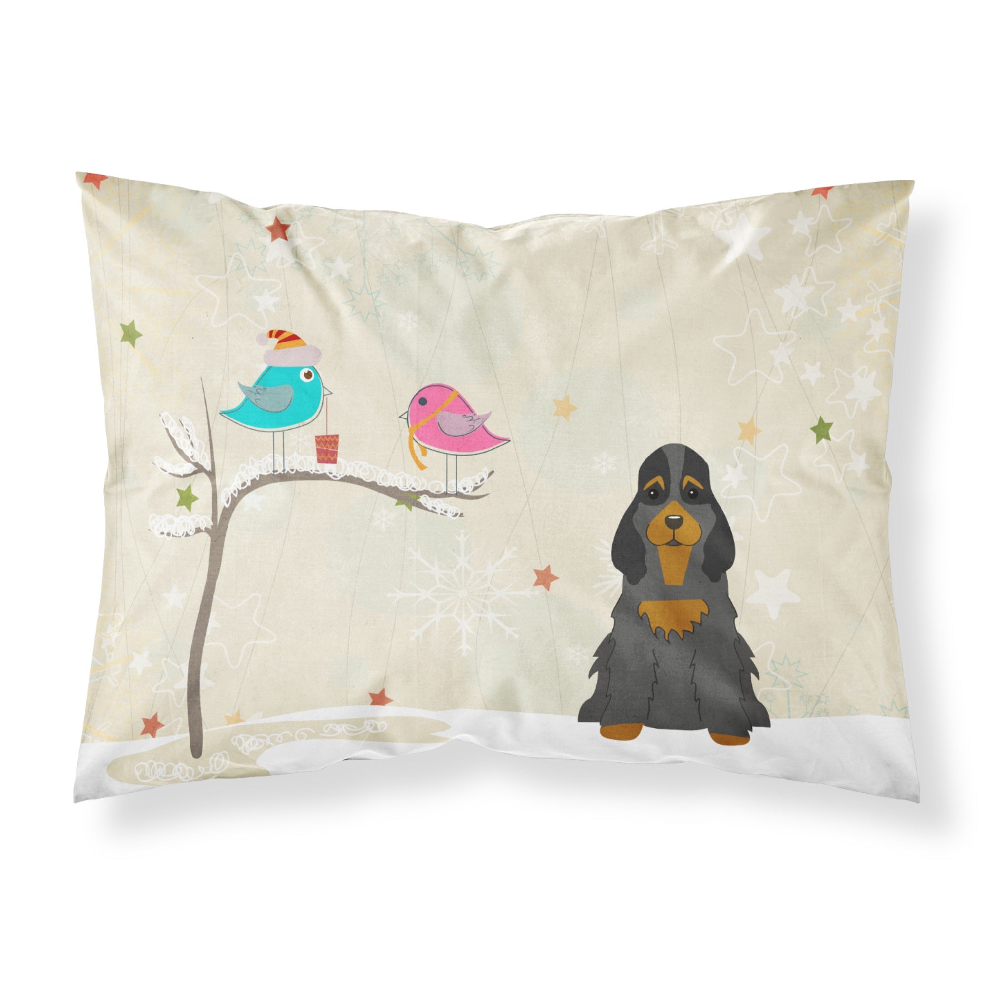 Caroline'S Treasures Christmas Presents Friends Cocker Spaniel Black Tan Fabric Standard Pillowcase Bb2565Pillowcase