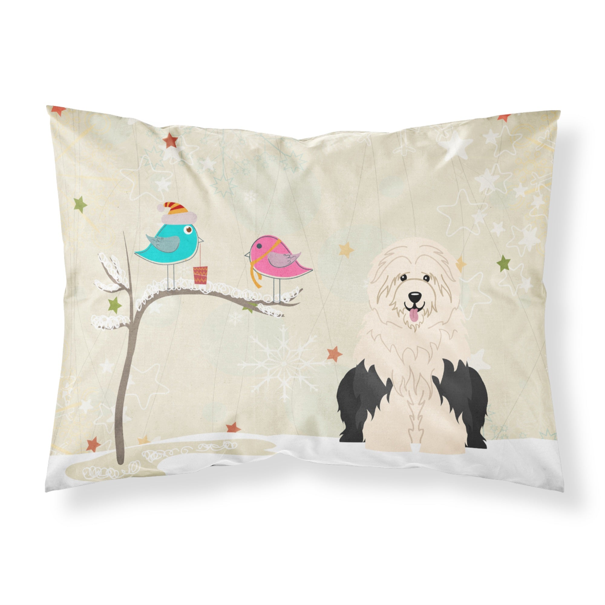 Caroline'S Treasures Christmas Presents Friends Old English Sheepdog Fabric Standard Pillowcase Bb2568Pillowcase