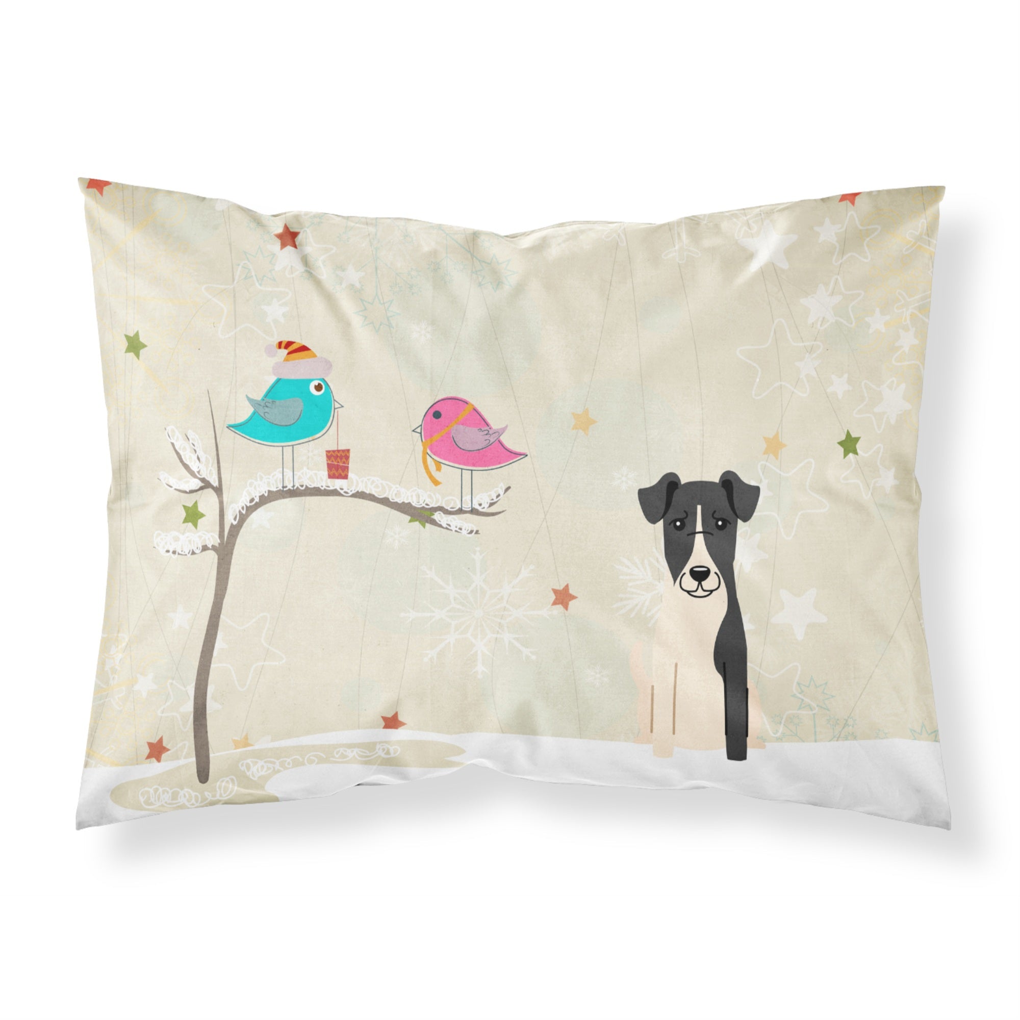 'Caroline'S Treasures Christmas Presents Between Friends Smooth Fox Terrier Fabric Standard Pillowcase Bb2570Pillowcase, Multic