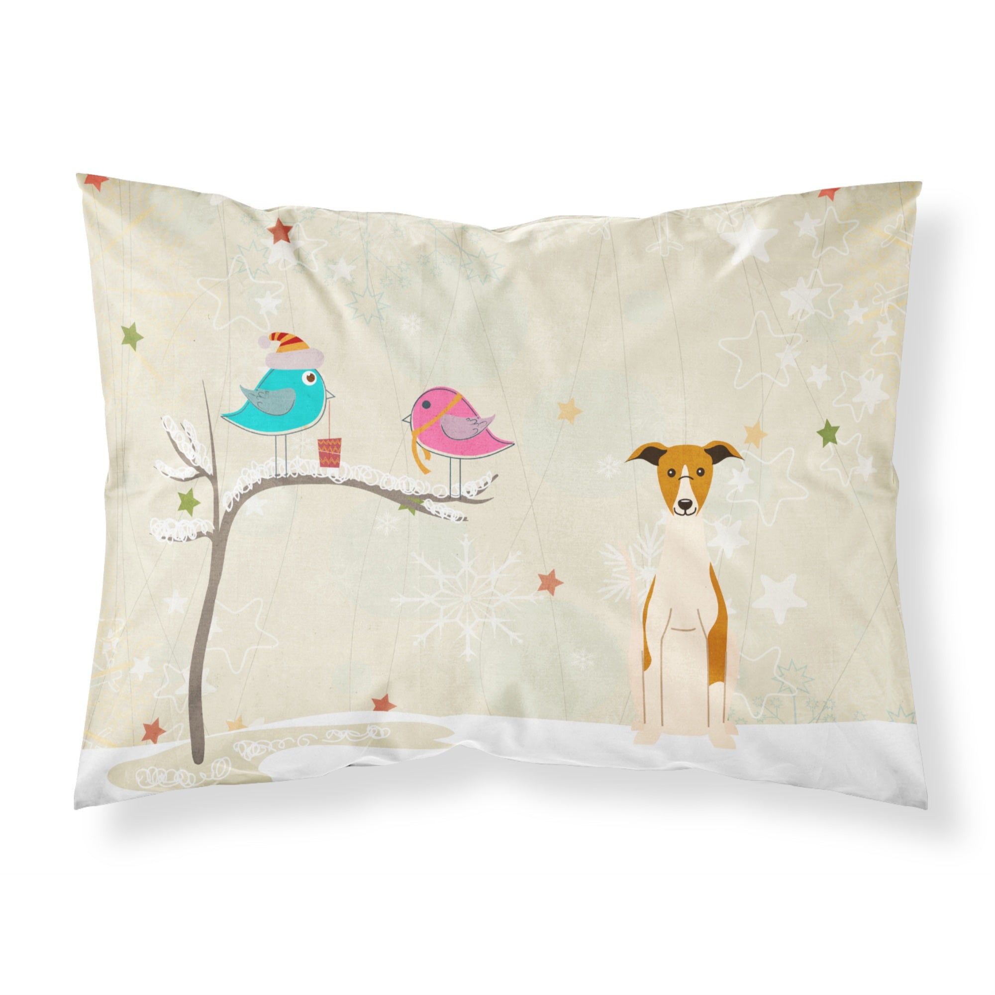 Caroline'S Treasures Christmas Presents Friends Whippet Fabric Standard Pillowcase Bb2571Pillowcase