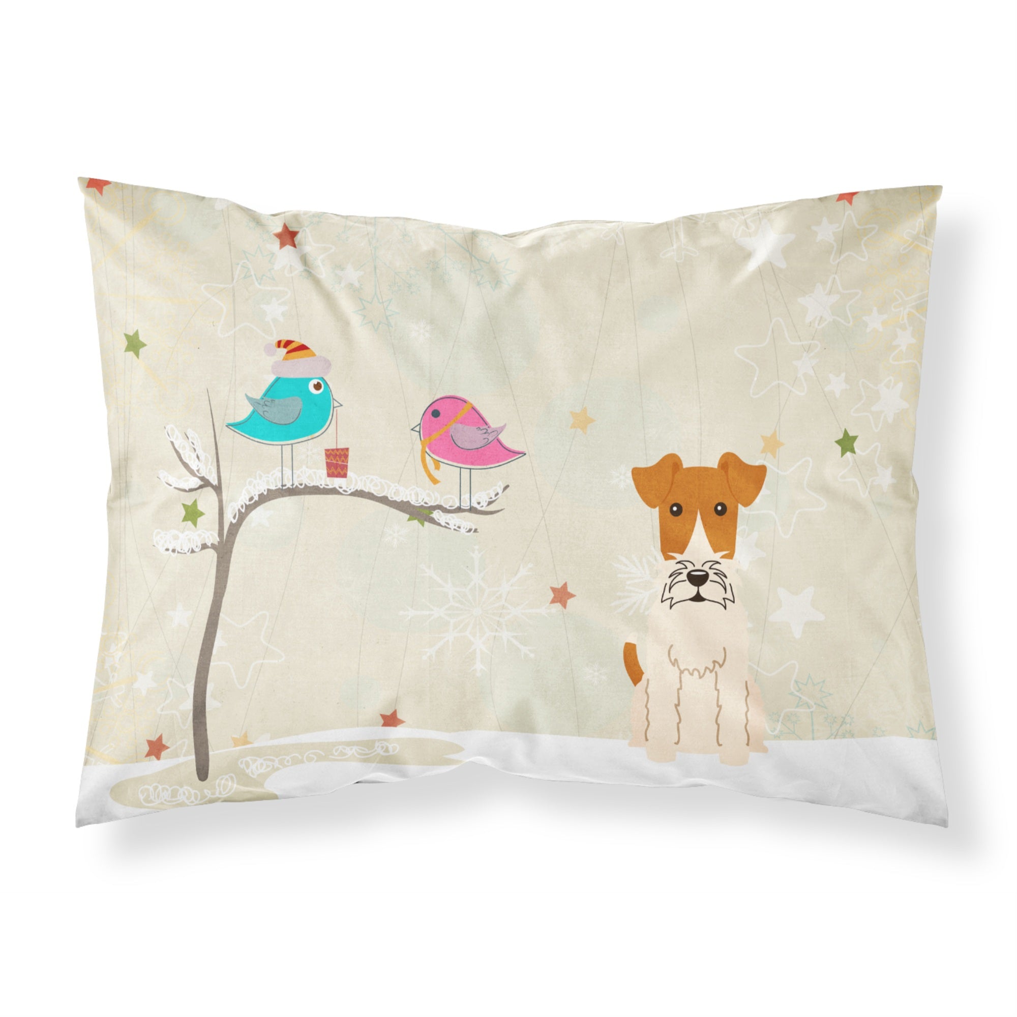 Caroline'S Treasures Christmas Presents Friends Wire Fox Terrier Fabric Standard Pillowcase Bb2573Pillowcase