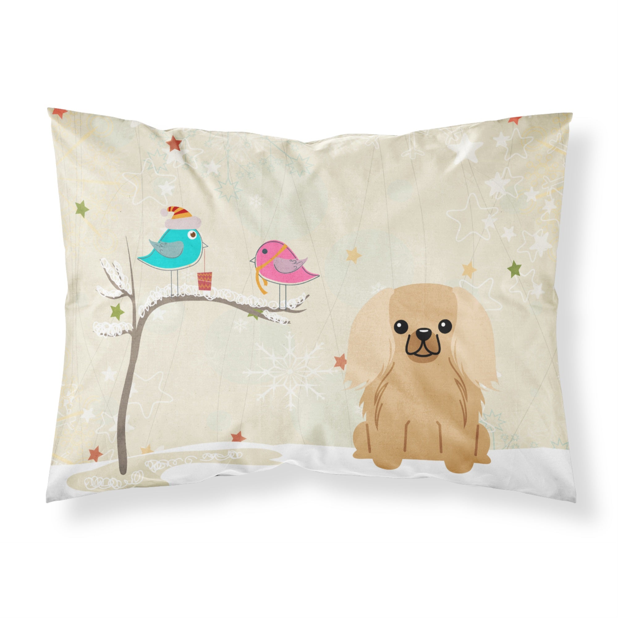 'Caroline'S Treasures Christmas Presents Between Friends Pekingnese Fawn Sable Fabric Standard Pillowcase Bb2576Pillowcase, Mul
