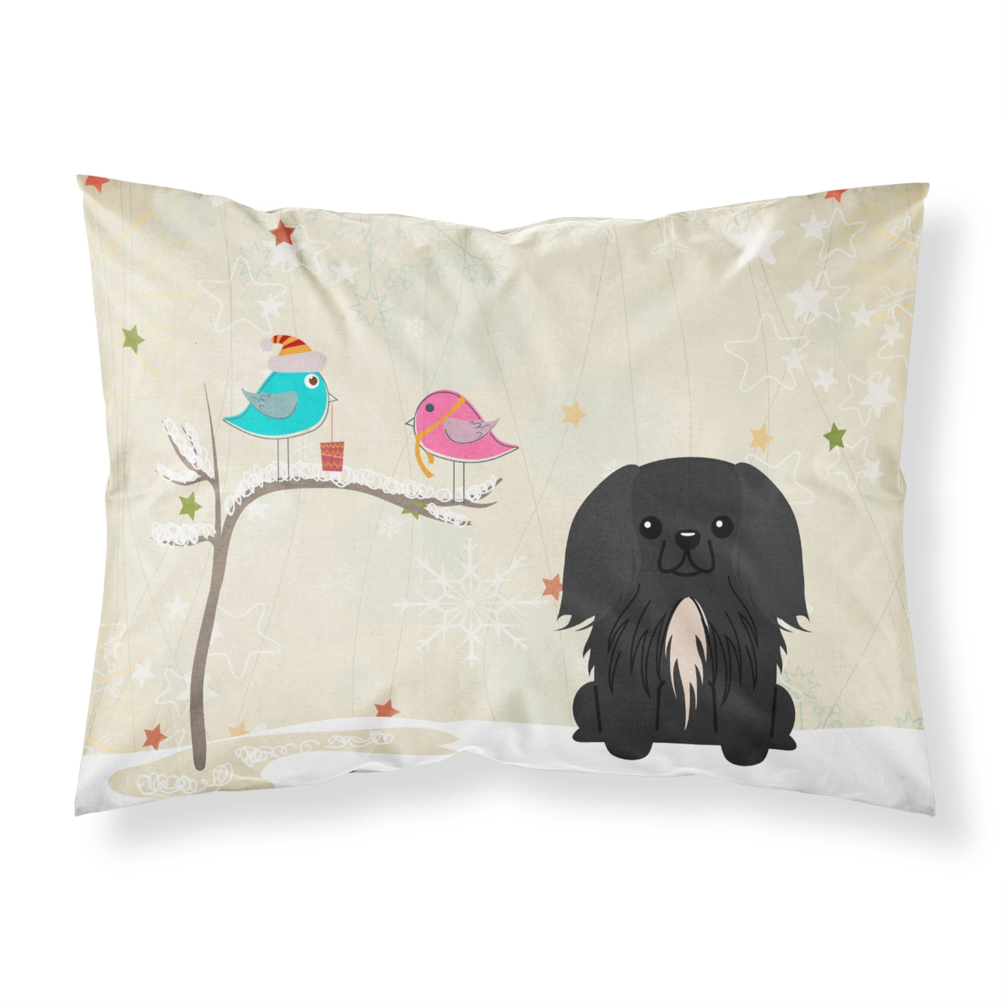 'Caroline'S Treasures Christmas Presents Between Friends Pekingnese Black Fabric Standard Pillowcase Bb2579Pillowcase, Multicol